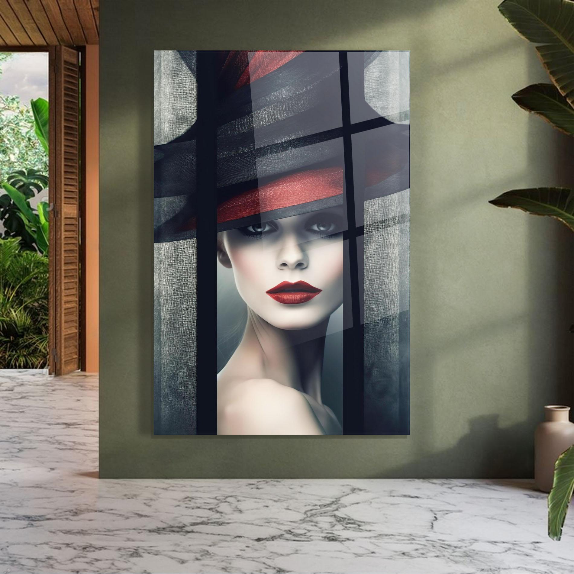 Glasbild Big Red Black Hat mockup 7