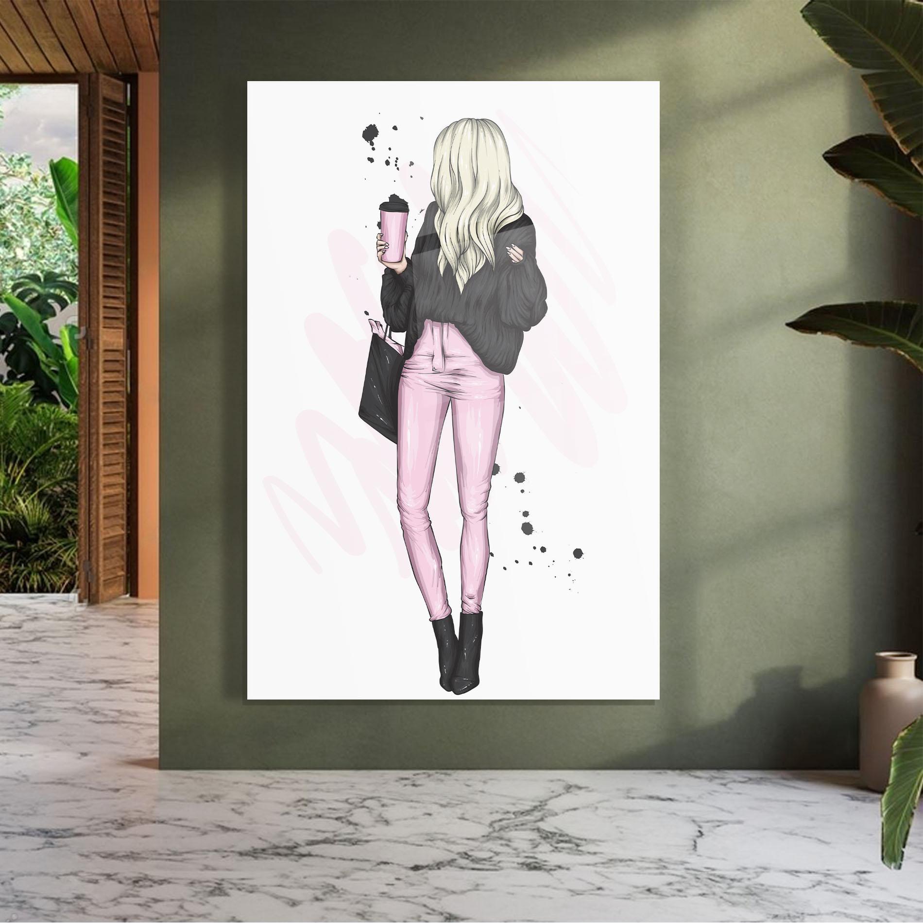 Glasbild Black Pink Outfit mockup 7