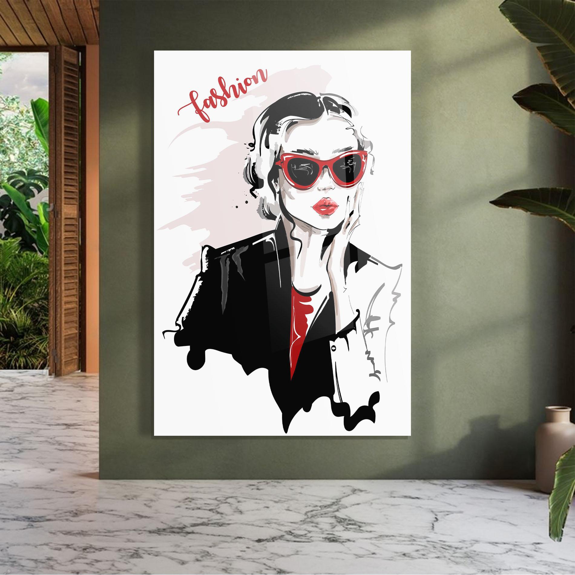 Glasbild Fashion Red Glasses mockup 7
