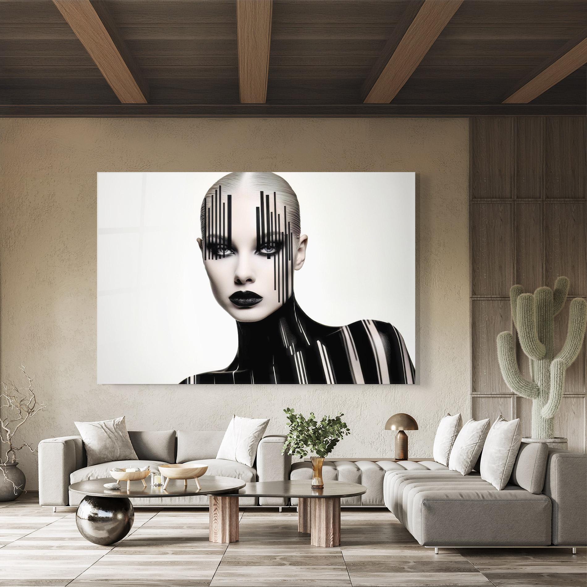 Glasbild Black Lips And Outfit mockup 8