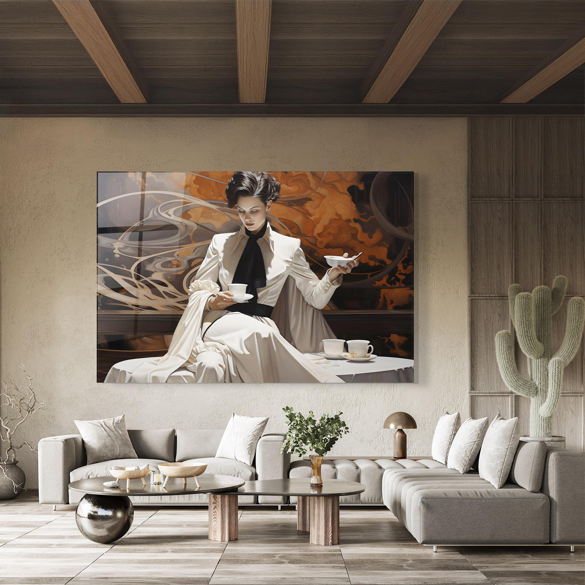 Glasbild Coffee Woman mockup 8