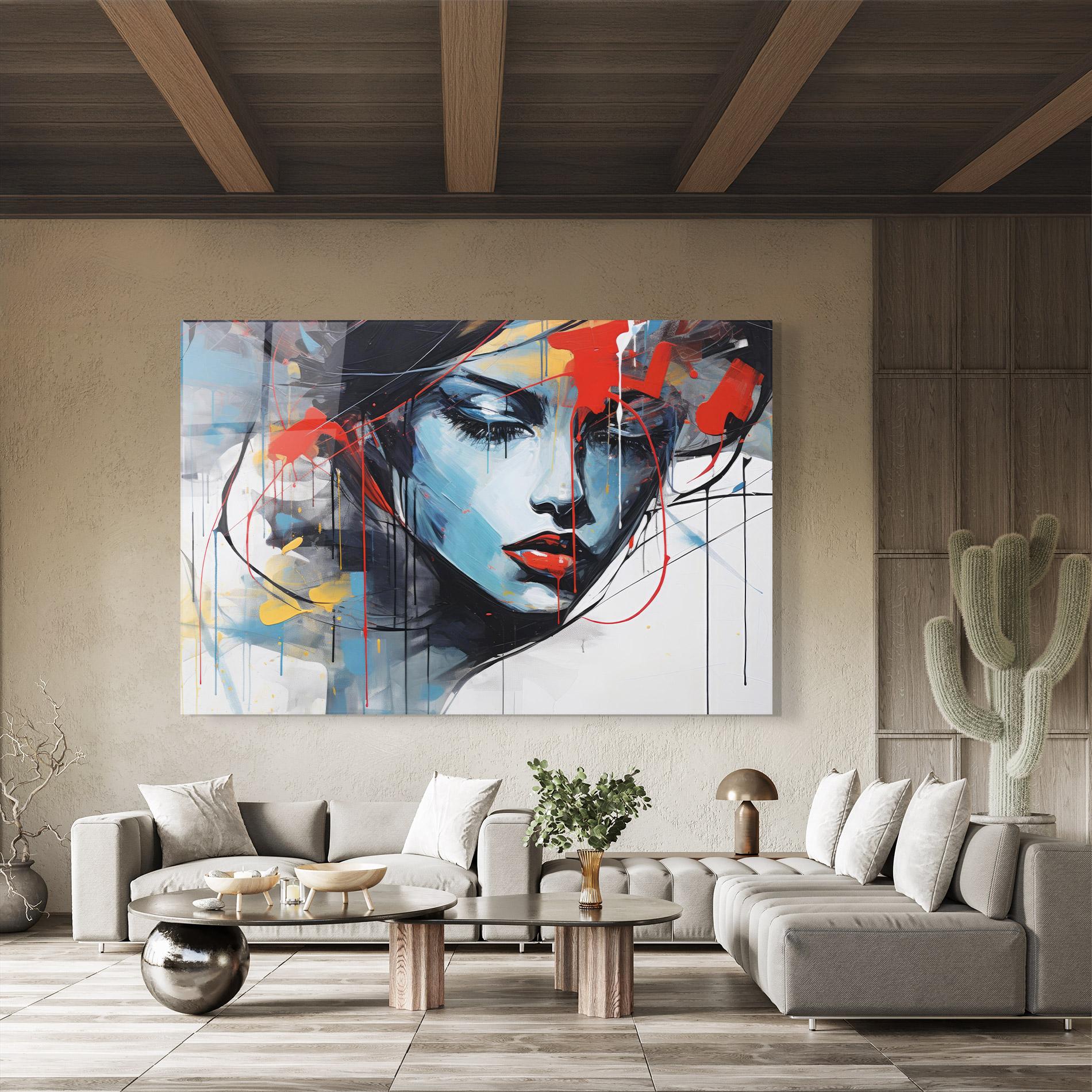 Glasbild Edgy Woman mockup 8