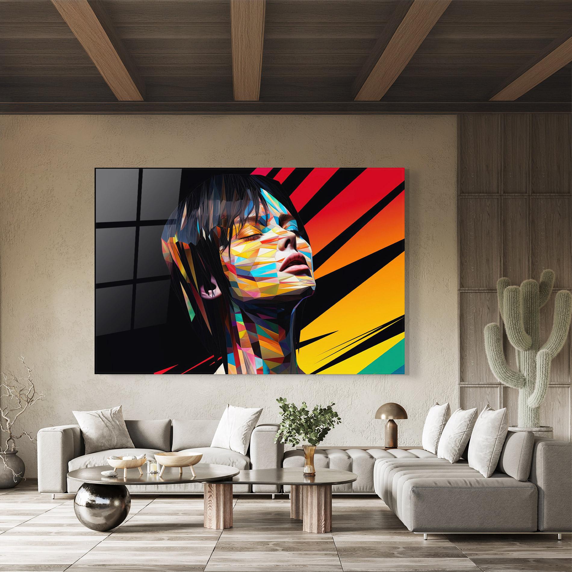 Glasbild Glitchy Woman mockup 8