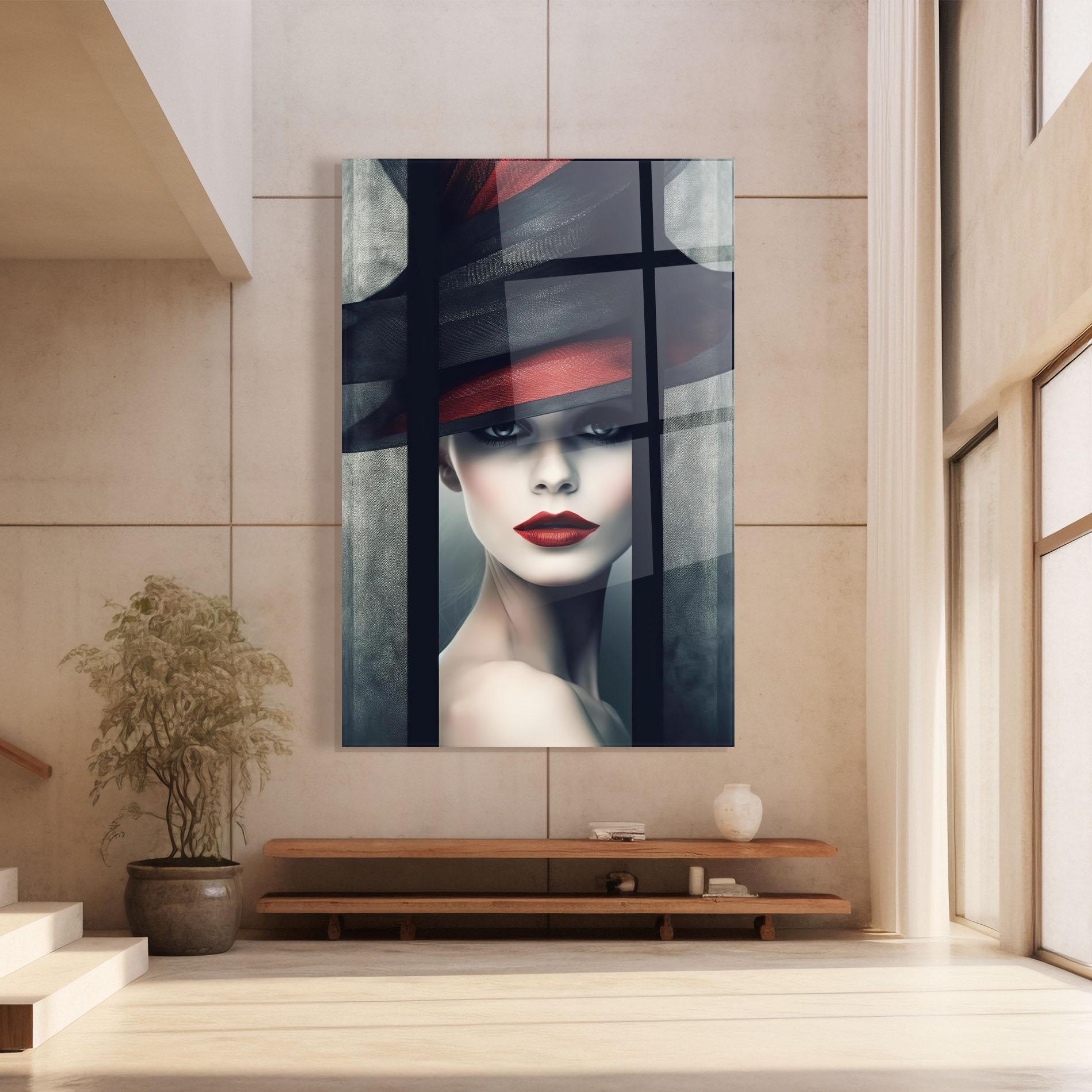 Glasbild Big Red Black Hat mockup 8