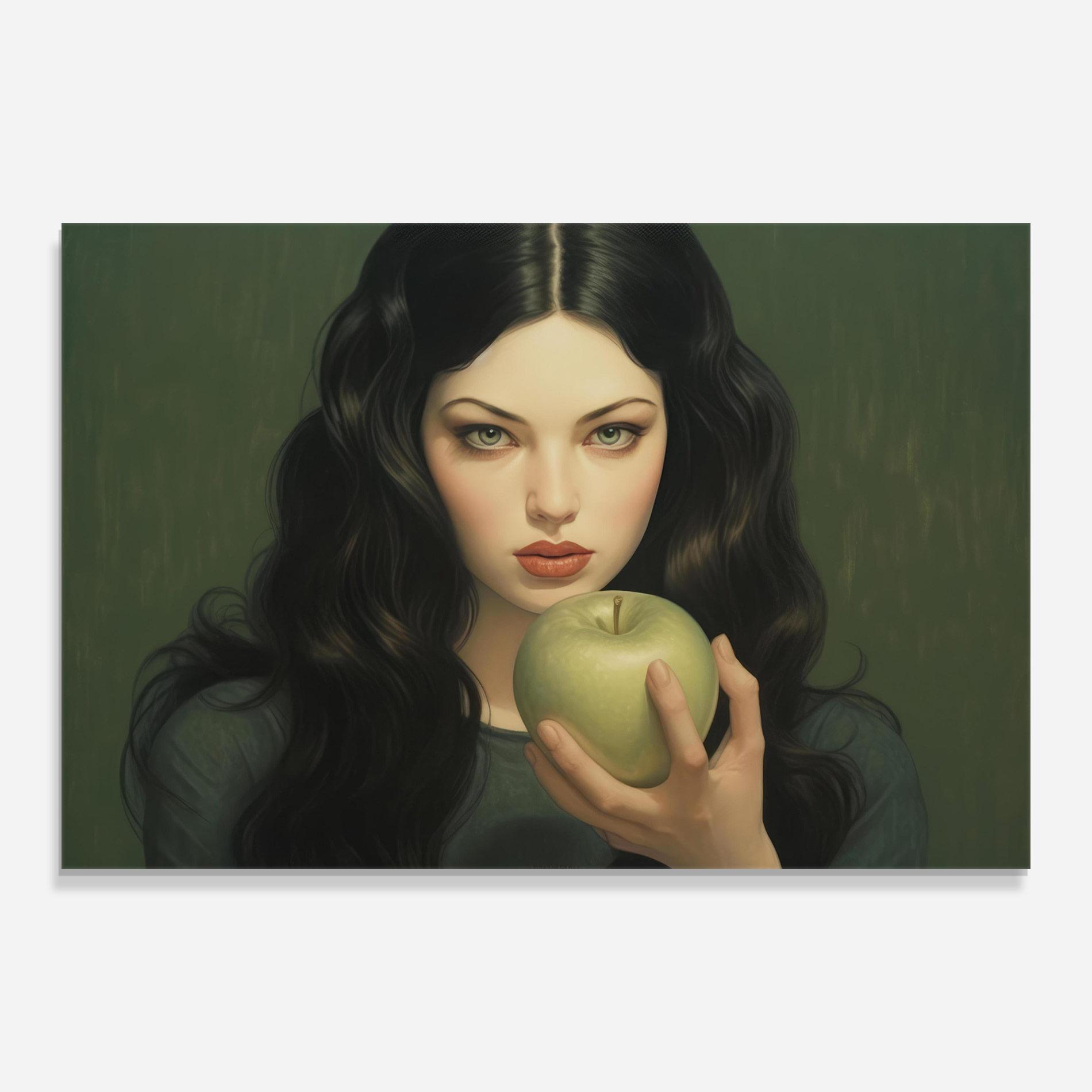 Glasbild Green Apple Painting mockup 0