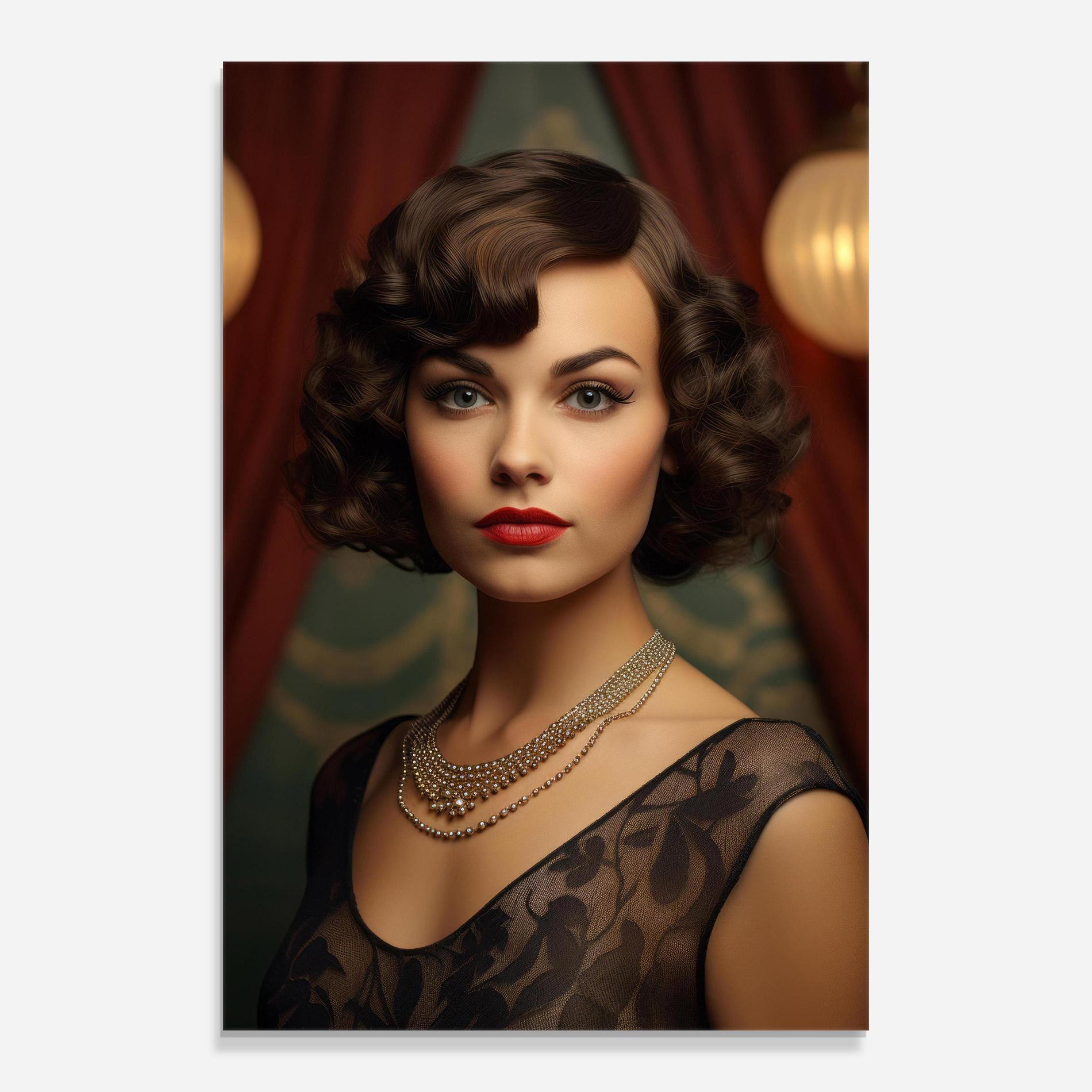 Glasbild Elegant Vintage Woman mockup 0