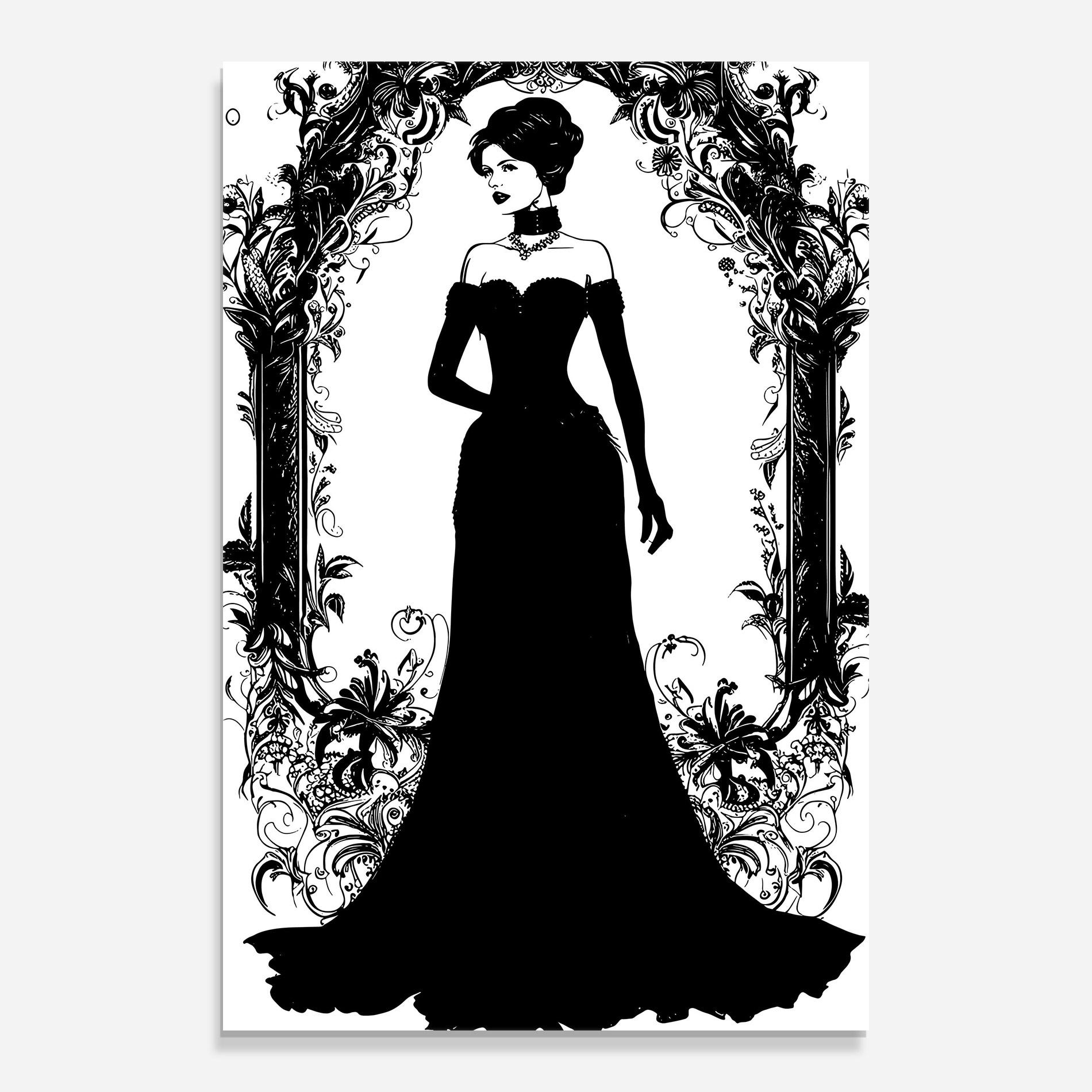 Glasbild Long Vintage Dress mockup 0