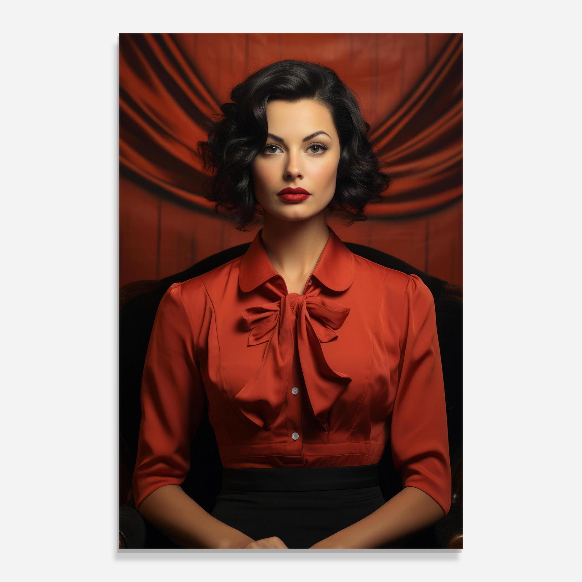 Glasbild Pretty Red Blouse mockup 0