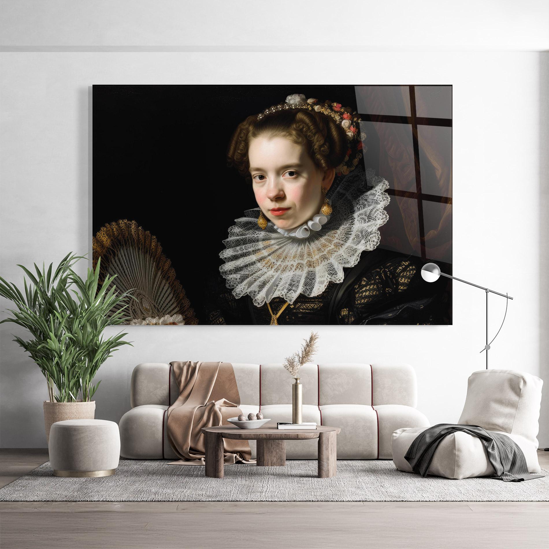 Glasbild Baroque Lady Portrait mockup 9