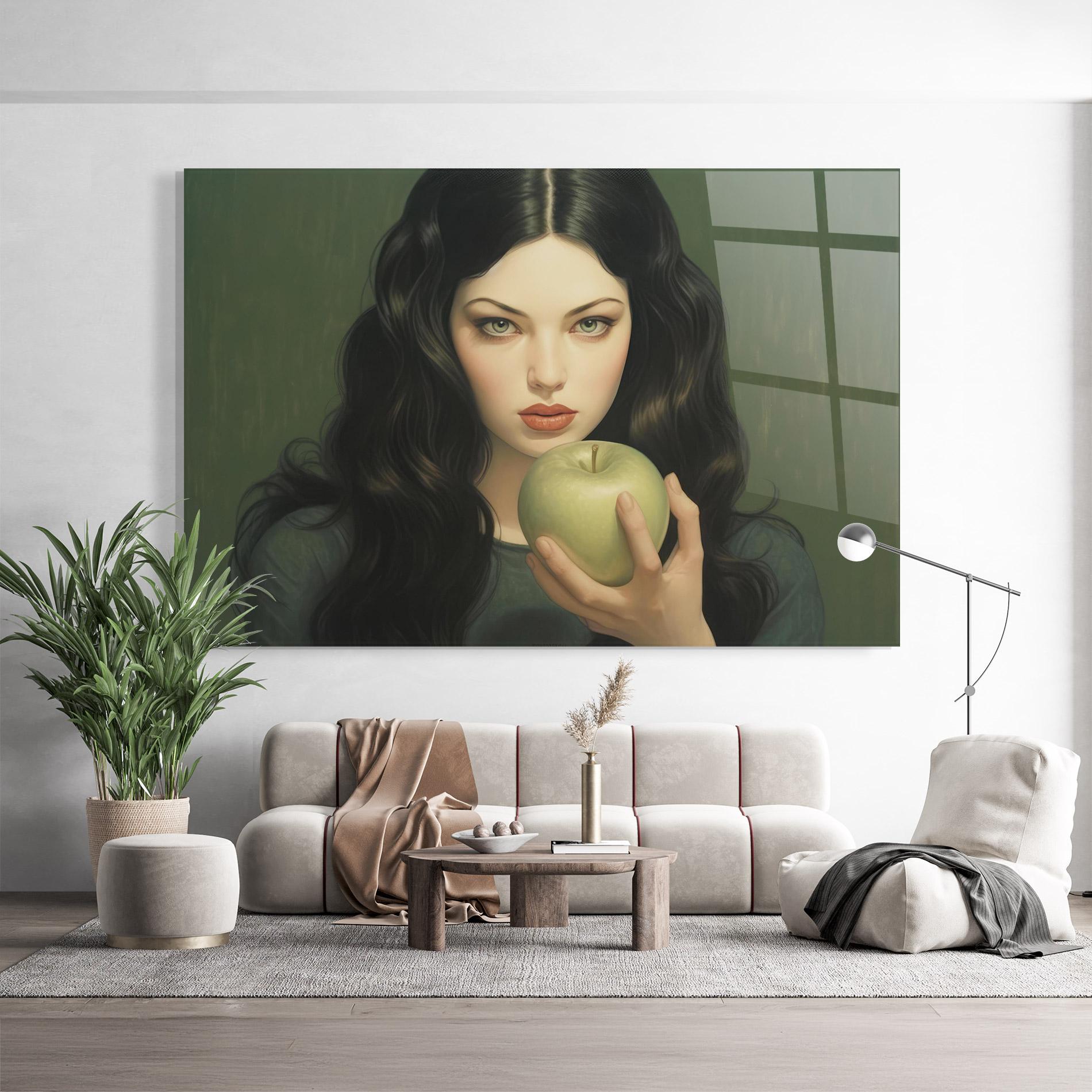 Glasbild Green Apple Painting mockup 9