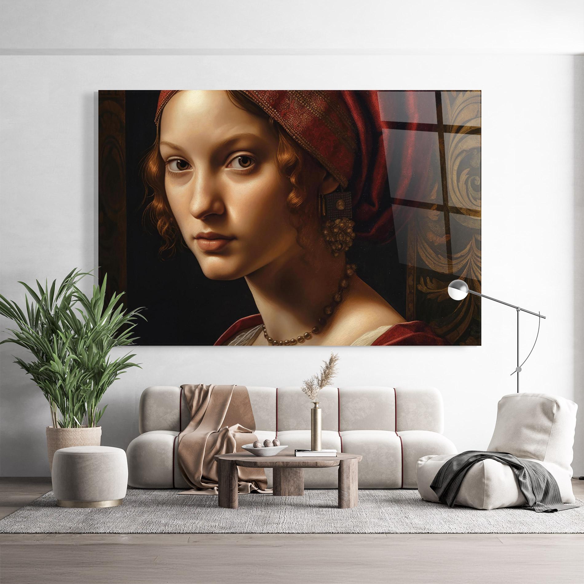 Glasbild Red Hair Woman Art mockup 9