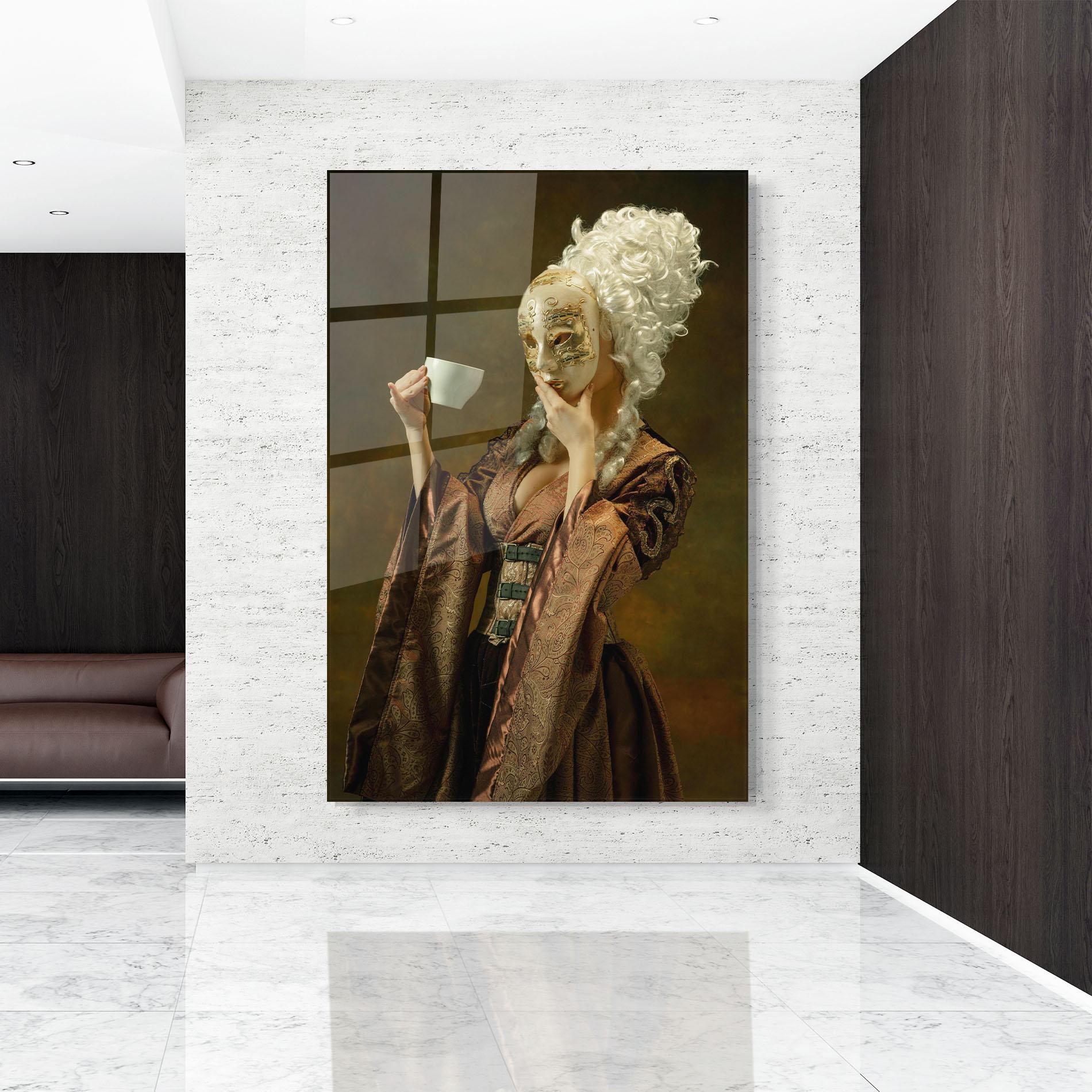 Glasbild Medieval Woman Tea mockup 9