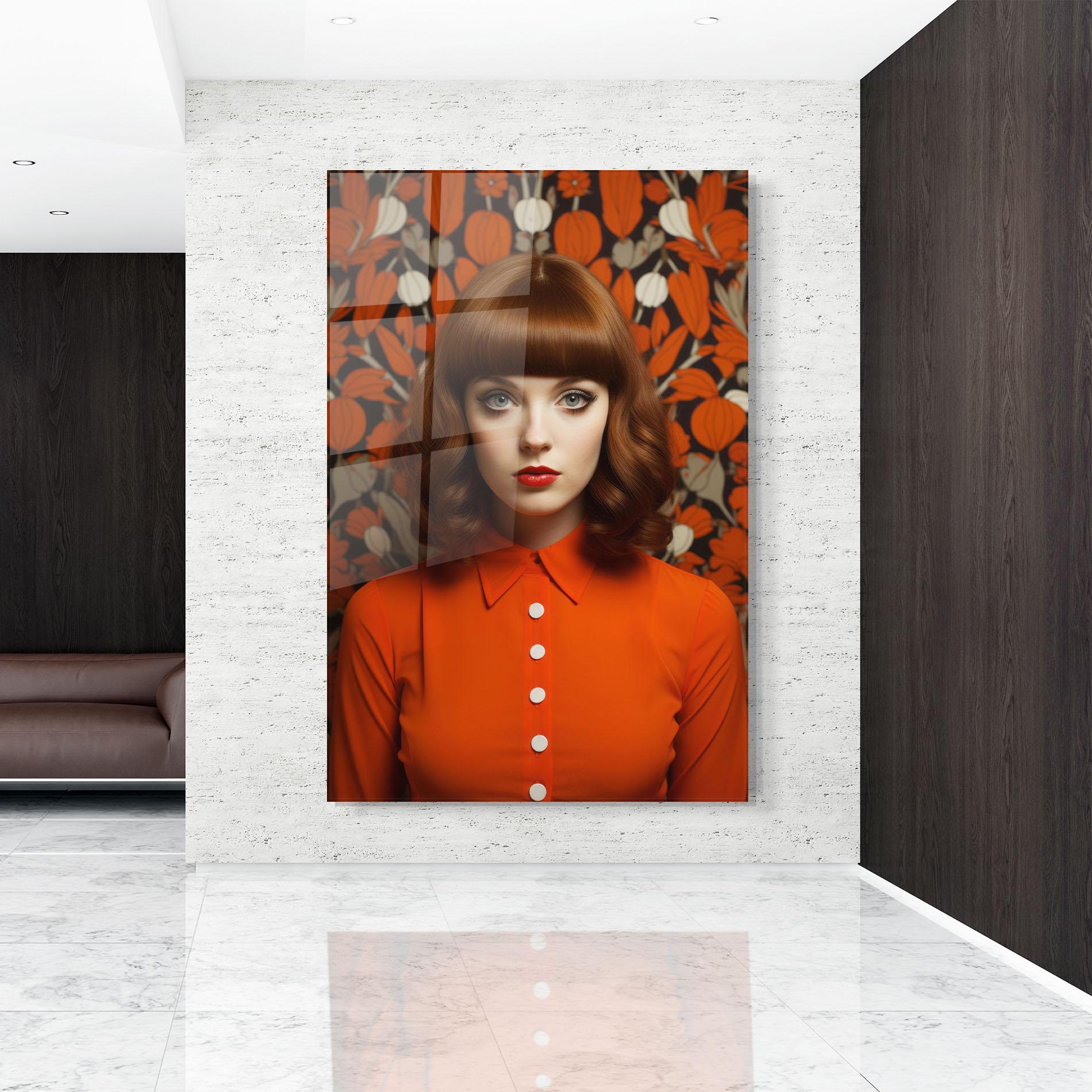 Glasbild Orange Blouse Woman mockup 9