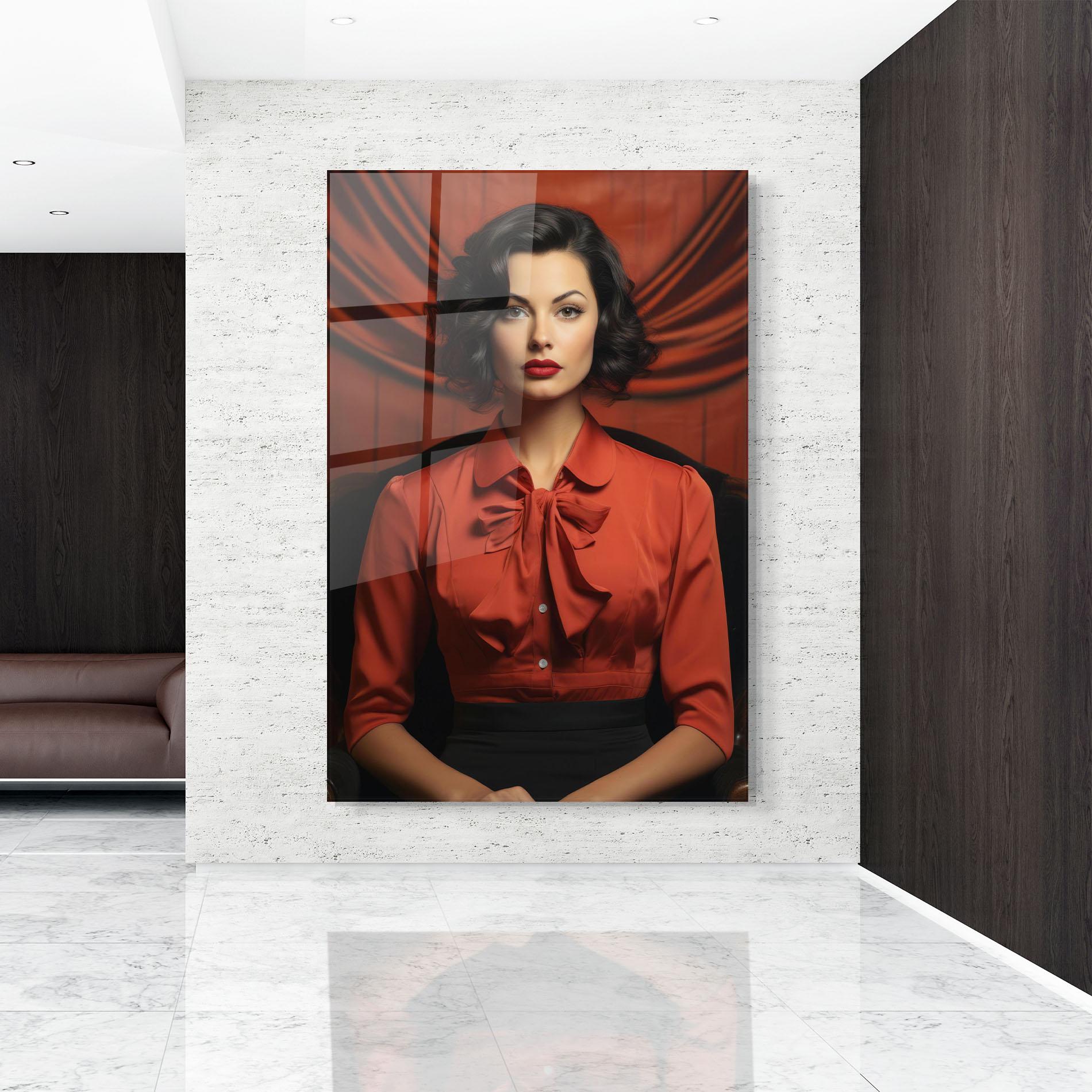 Glasbild Pretty Red Blouse mockup 9