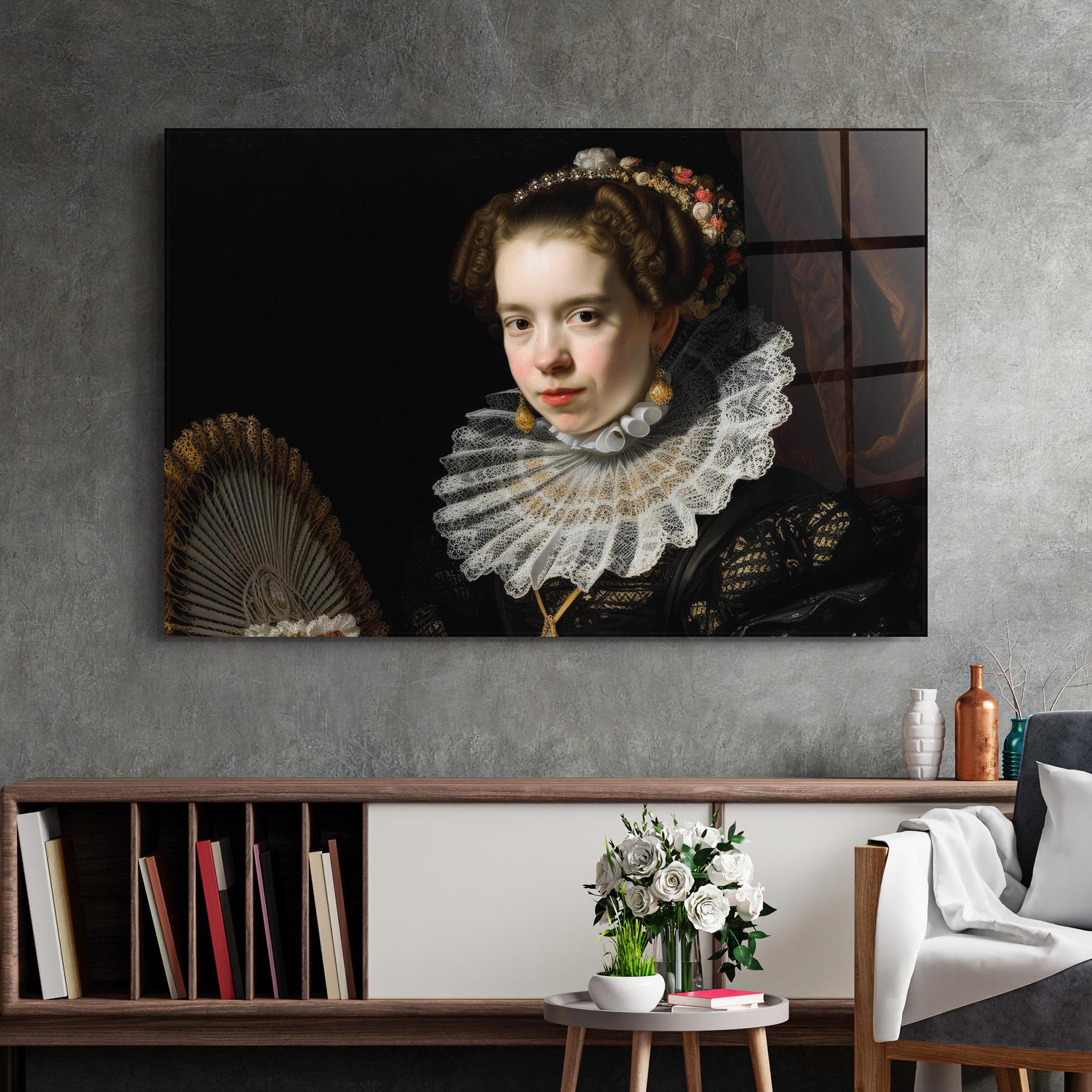 Glasbild Baroque Lady Portrait mockup 2