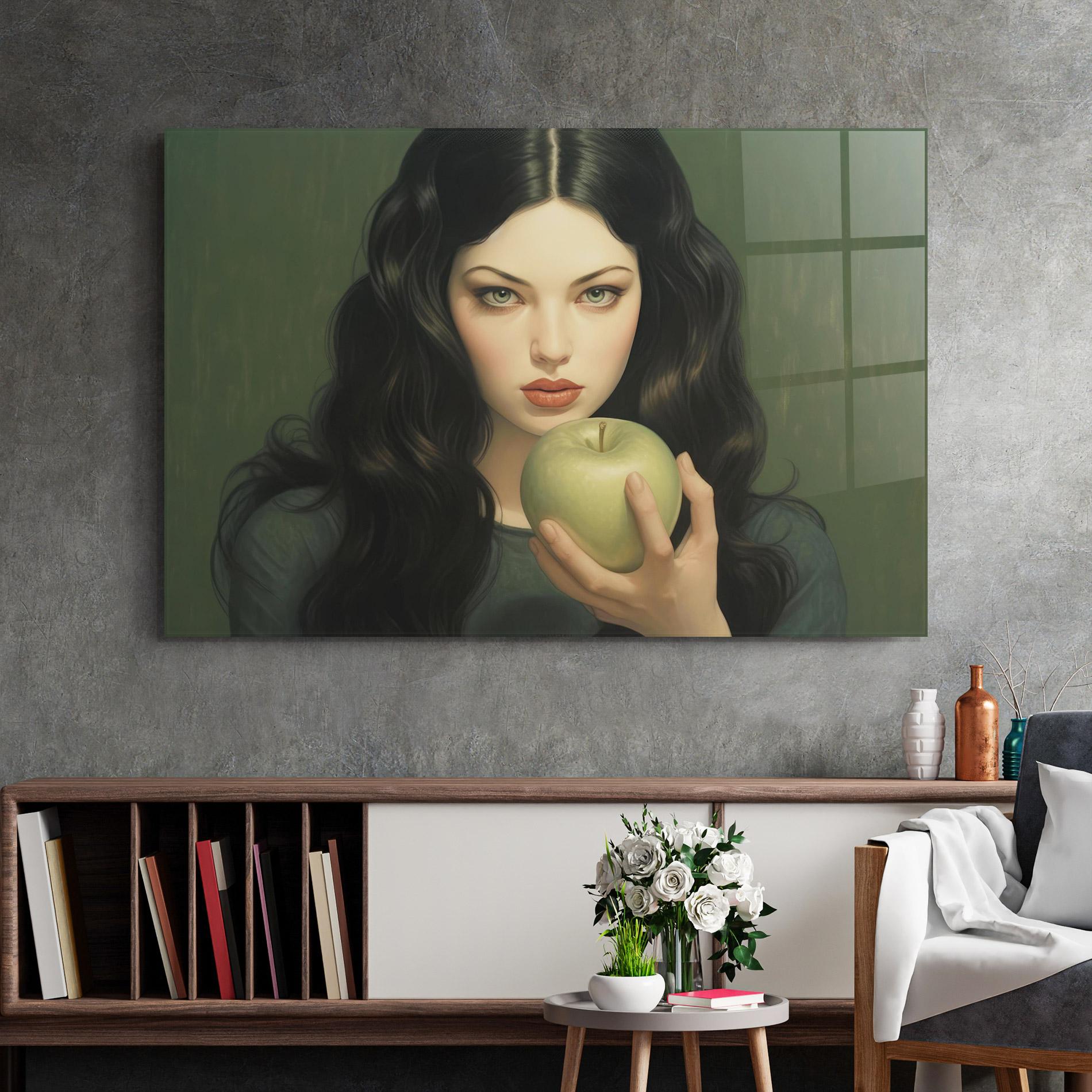Glasbild Green Apple Painting mockup 2
