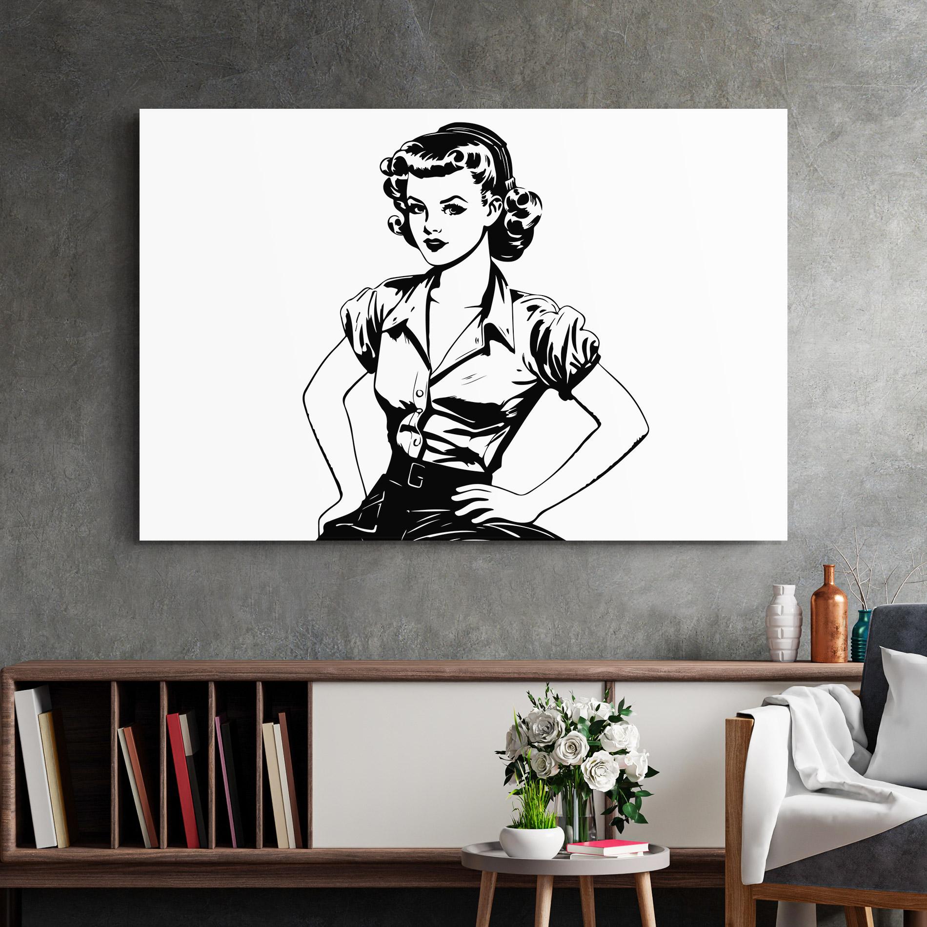 Glasbild Pretty Shilouette Girl mockup 2