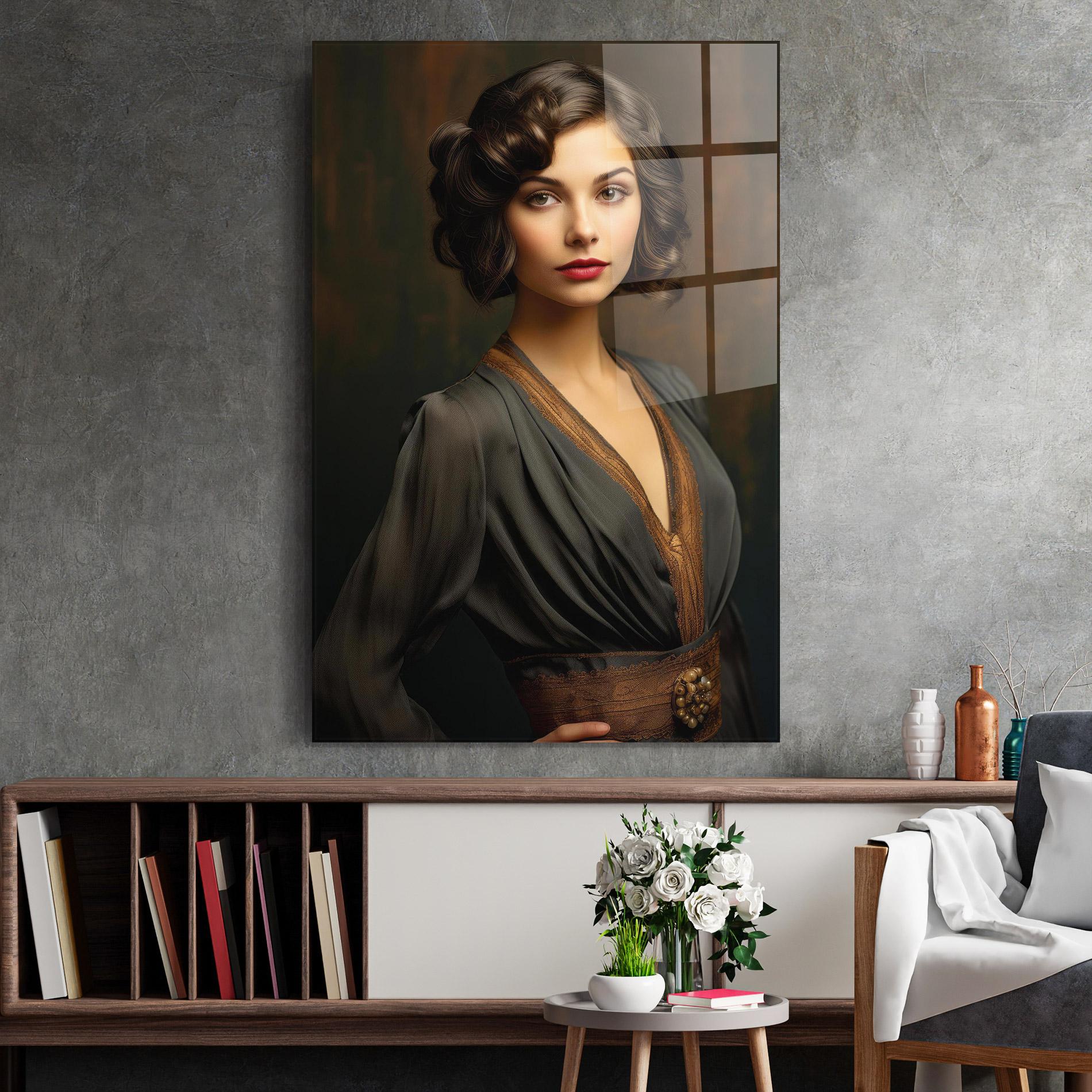 Glasbild Black Vintage Dress mockup 2