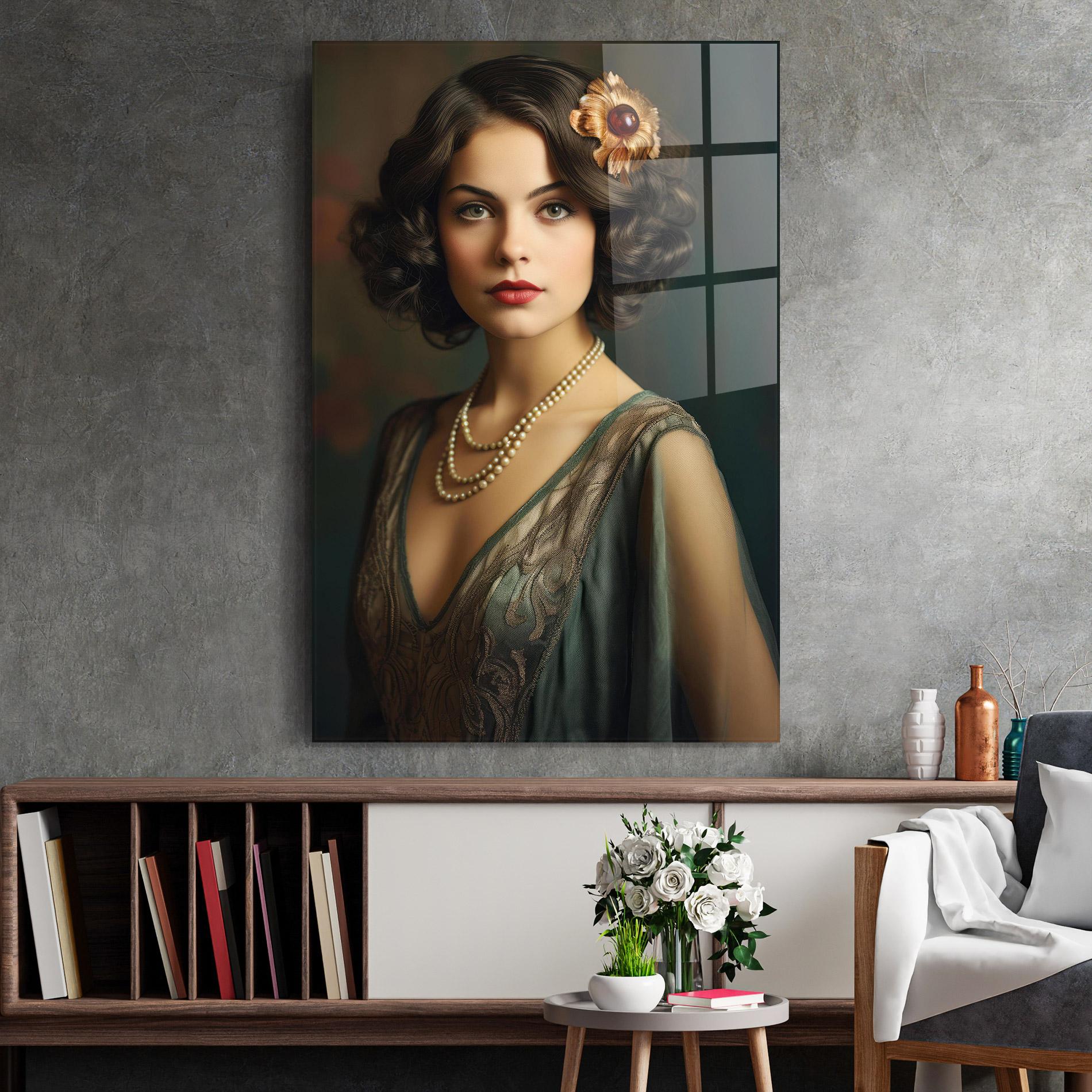 Glasbild Green Vintage Blouse mockup 2