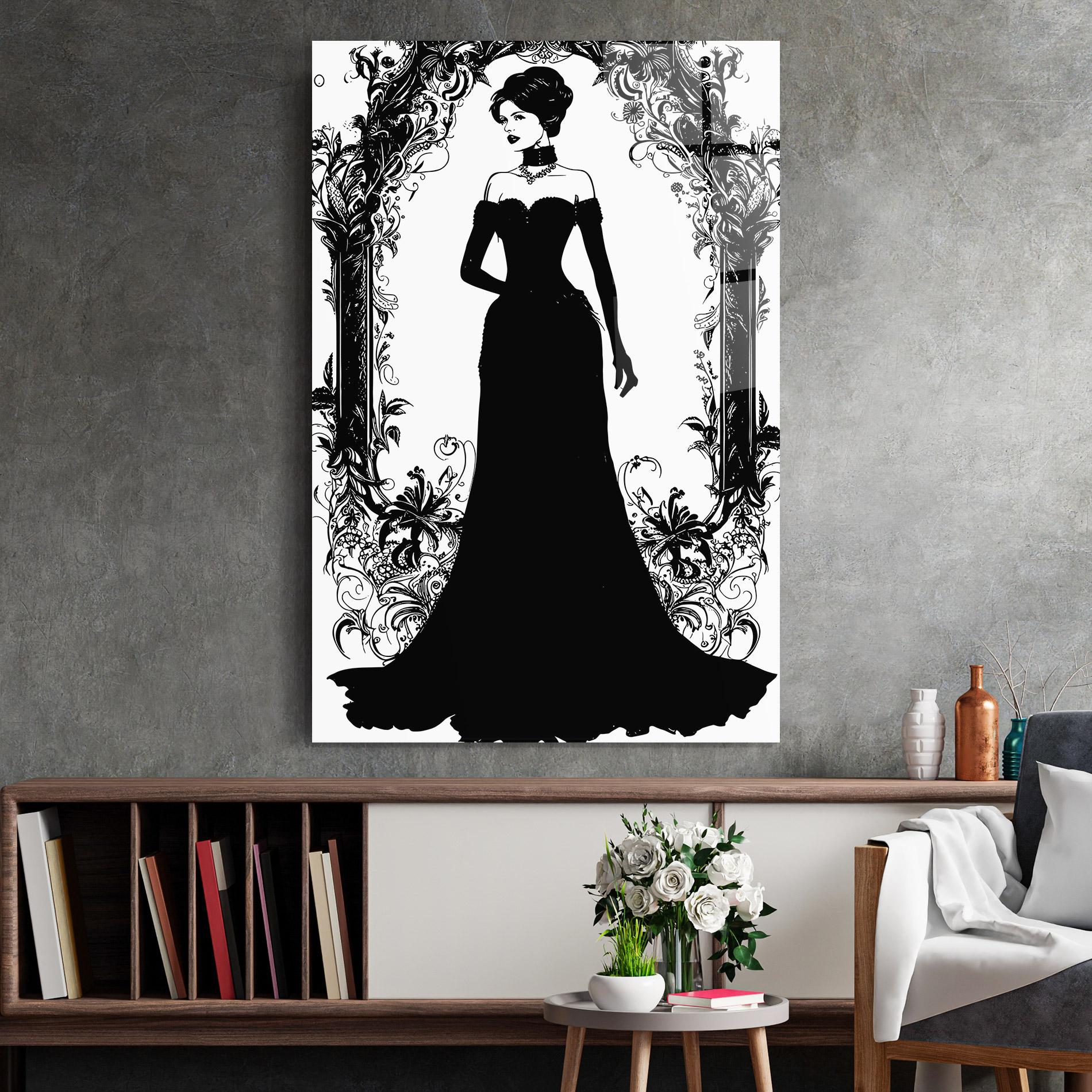 Glasbild Long Vintage Dress mockup 2