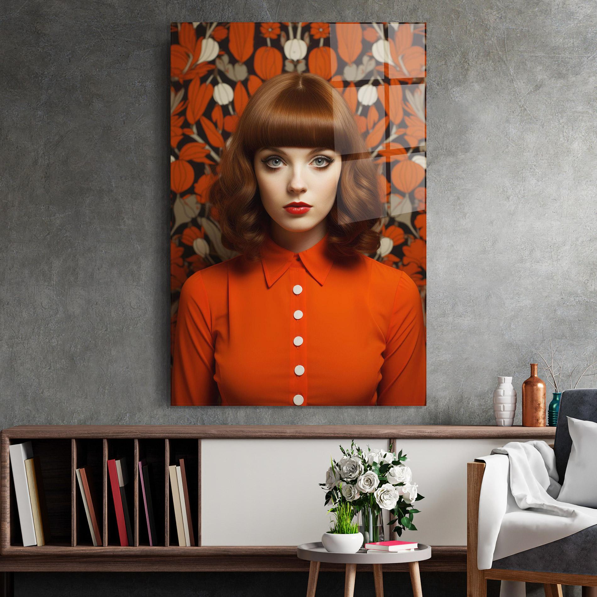 Glasbild Orange Blouse Woman mockup 2