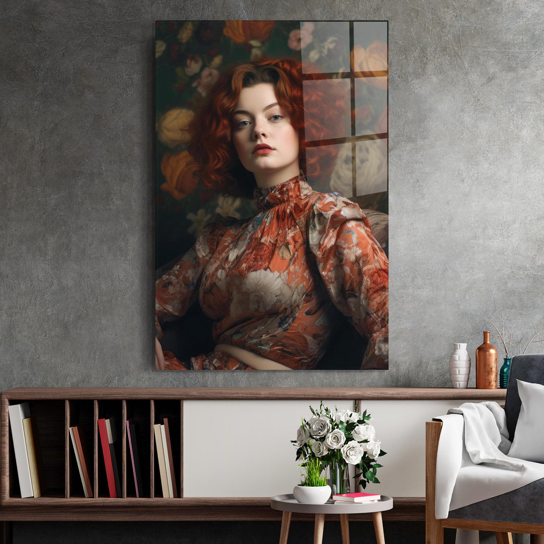 Glasbild Red Vintage Hair mockup 2