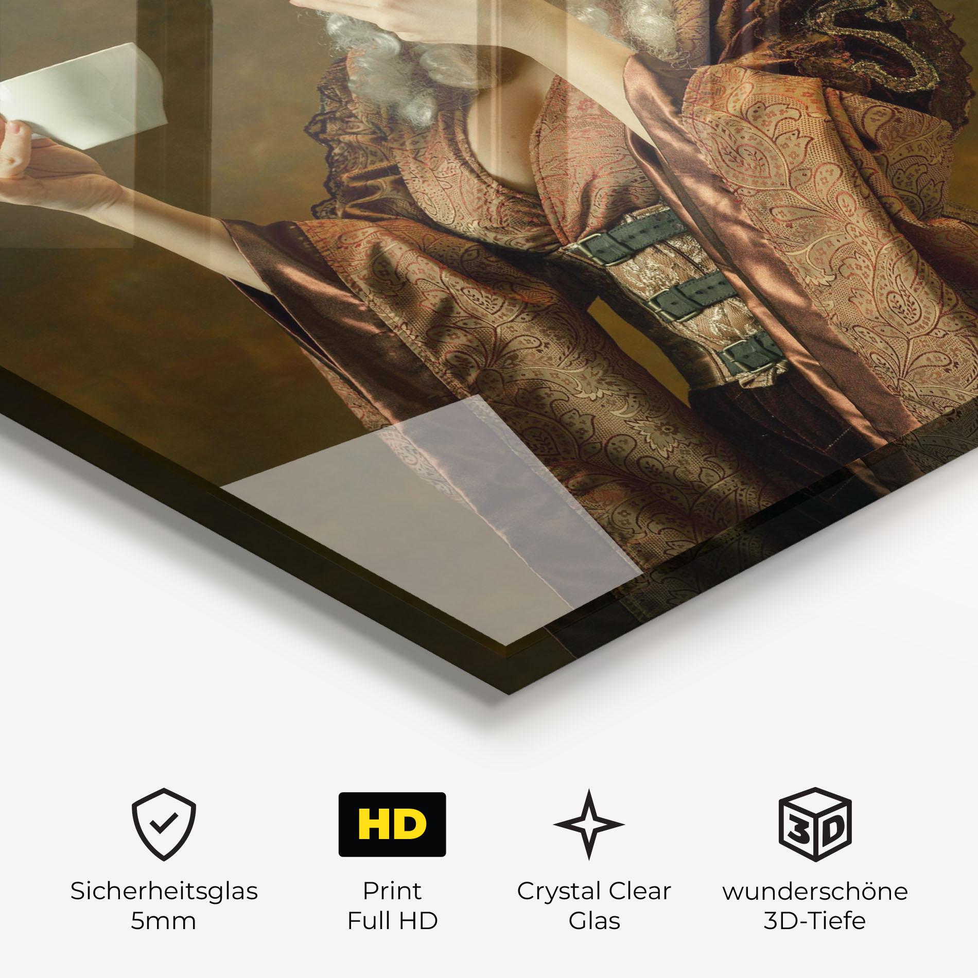 Glasbild Medieval Woman Tea mockup 3