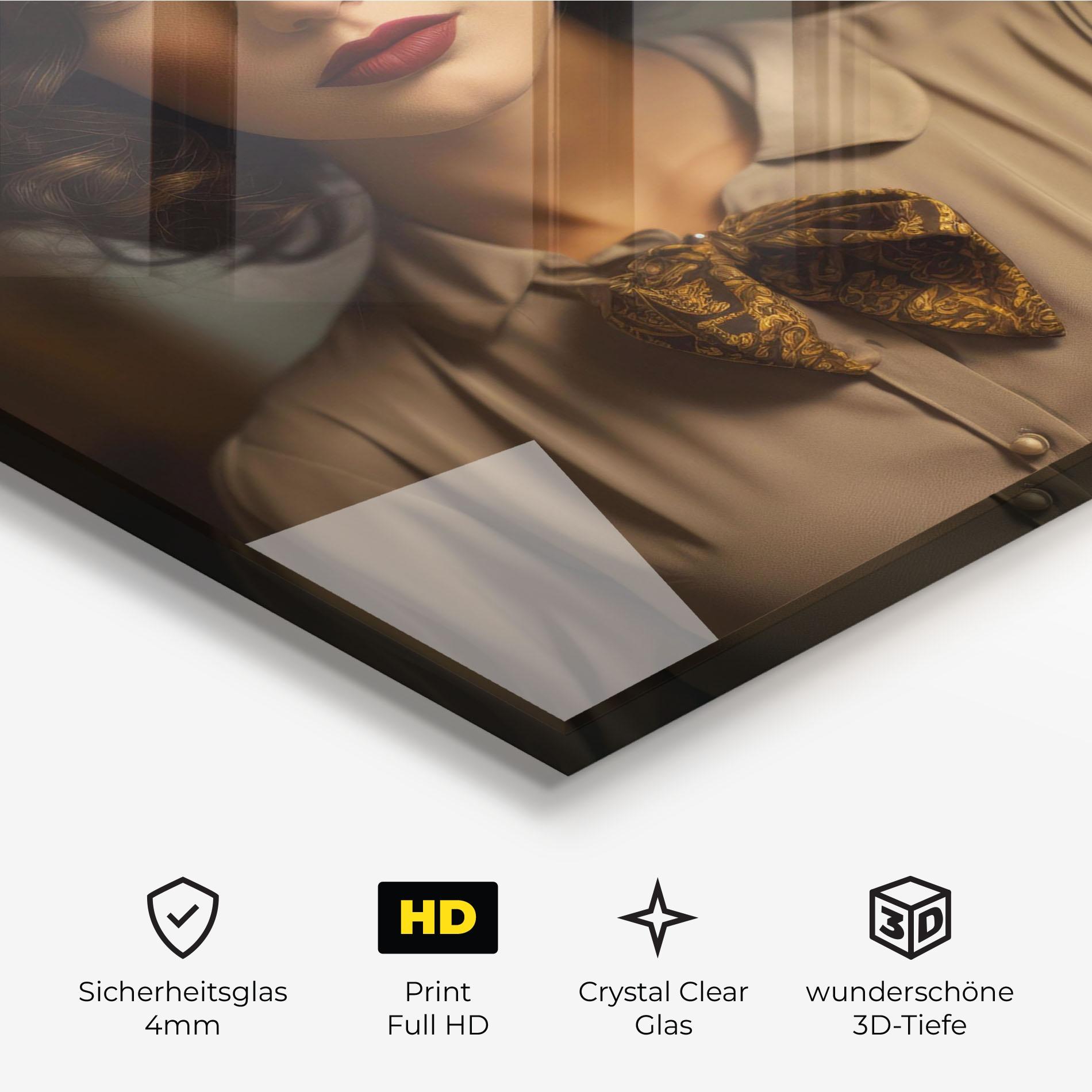 Glasbild Beige Vintage Blouse mockup 3