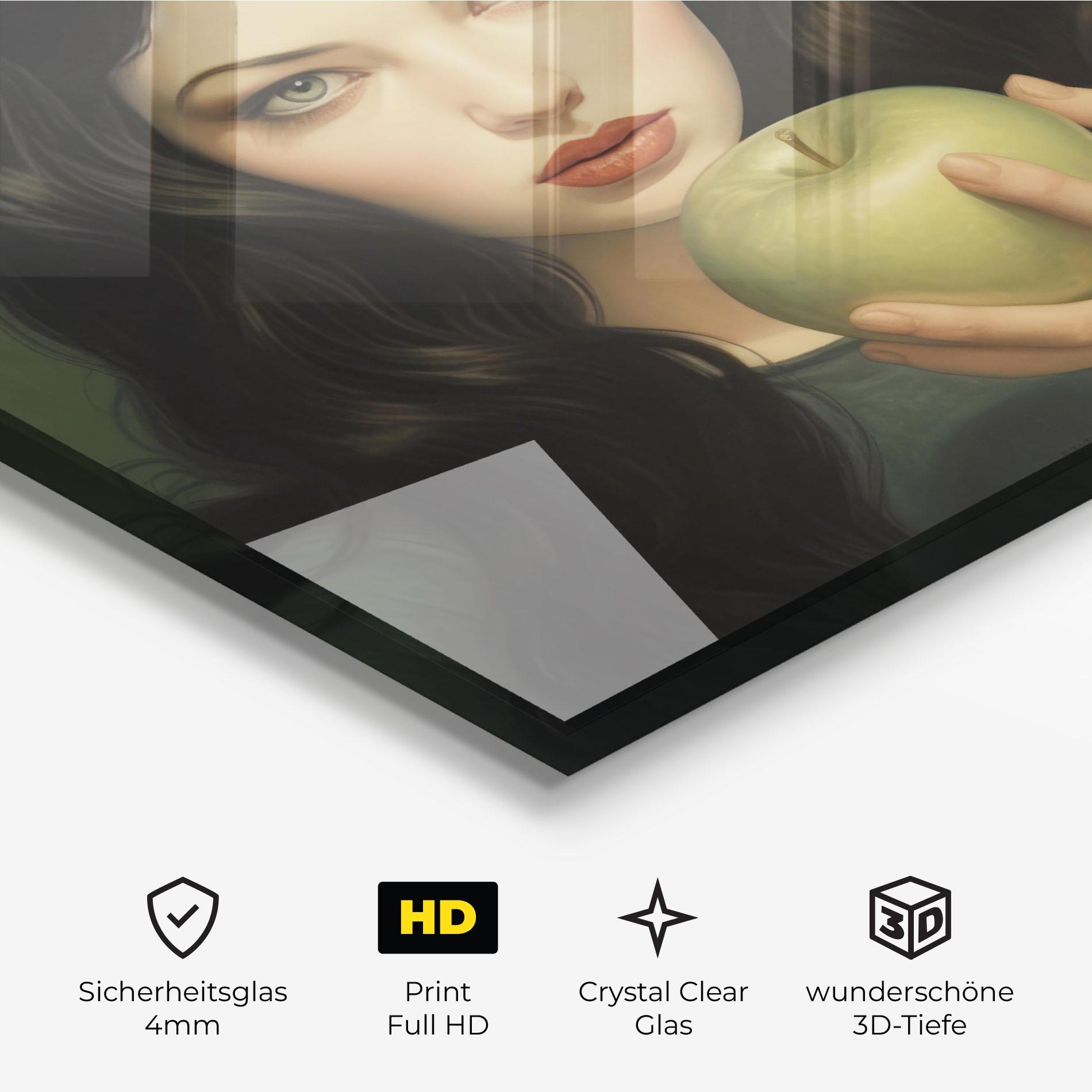 Glasbild Green Apple Painting mockup 3