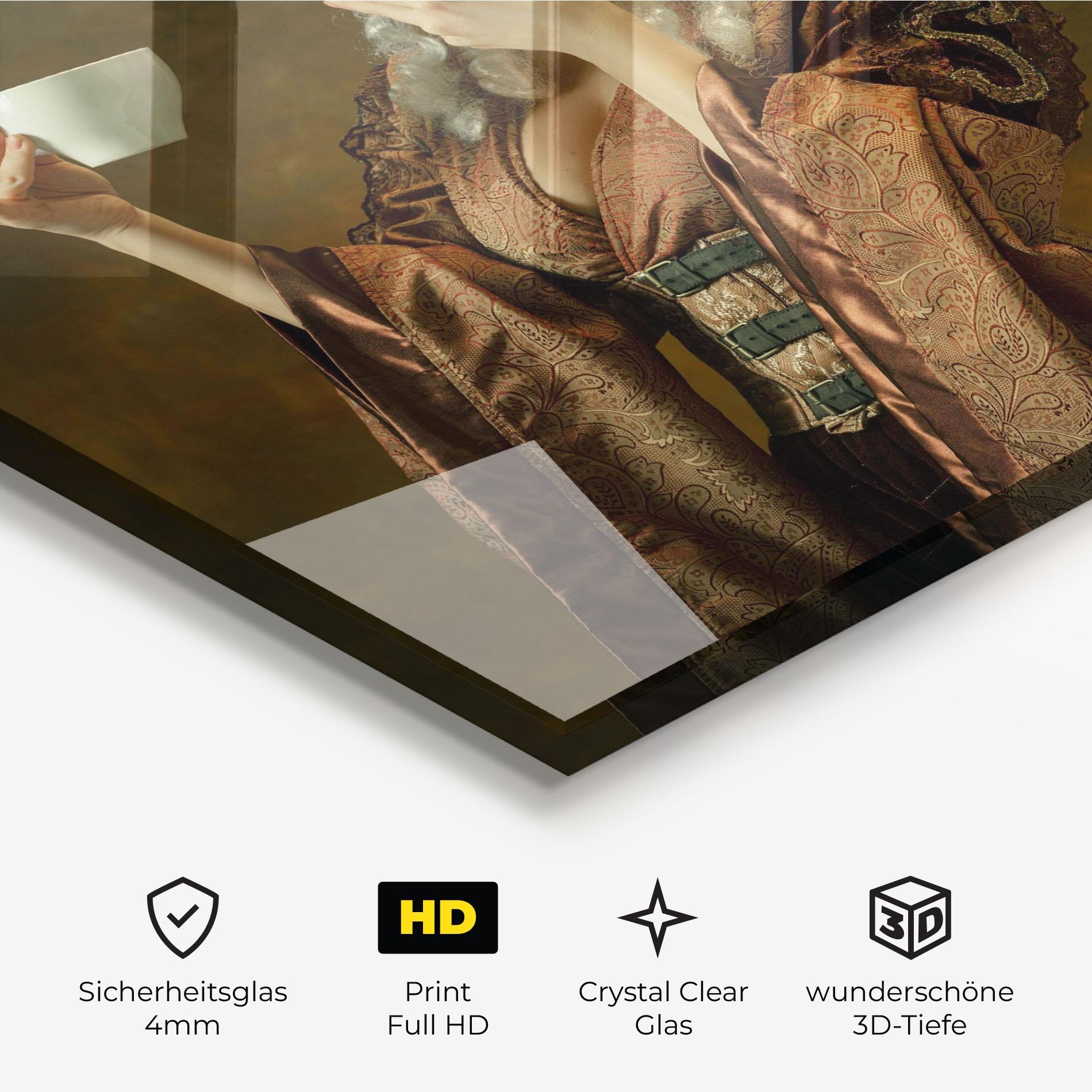 Glasbild Medieval Woman Tea mockup 3