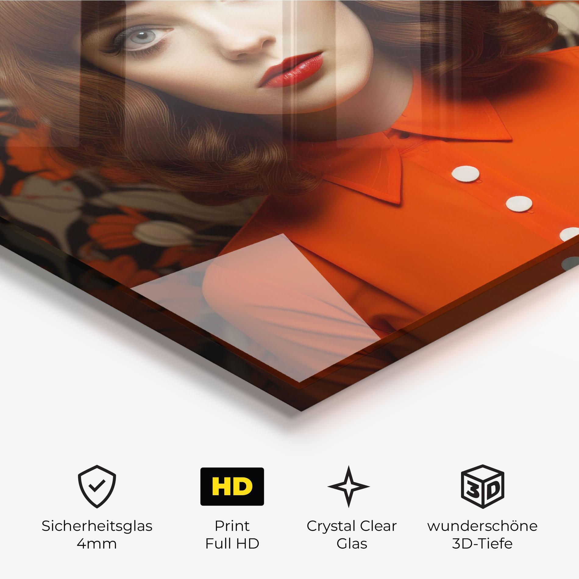 Glasbild Orange Blouse Woman mockup 3