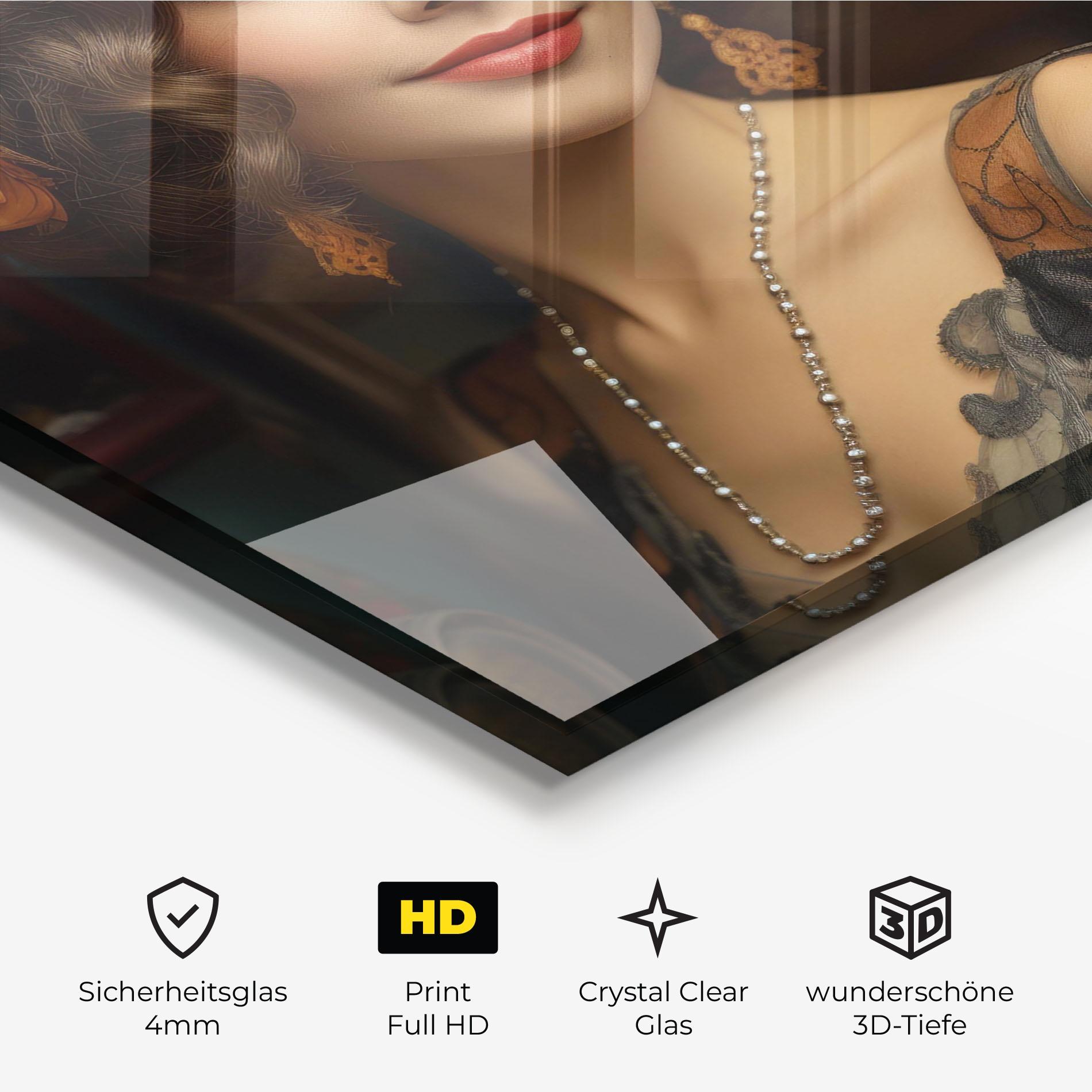 Glasbild Orange Vintage Roses mockup 3