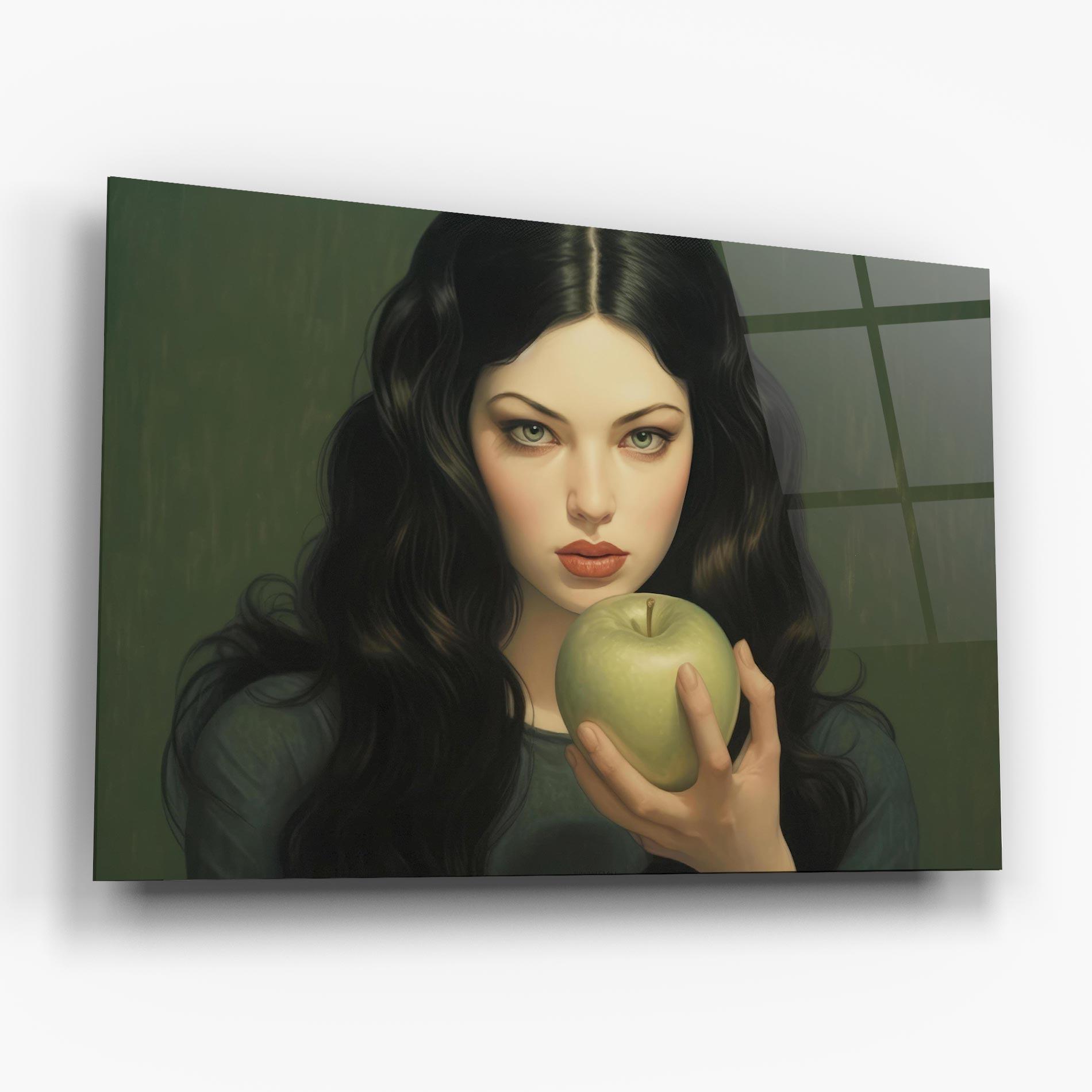 Glasbild Green Apple Painting mockup 6