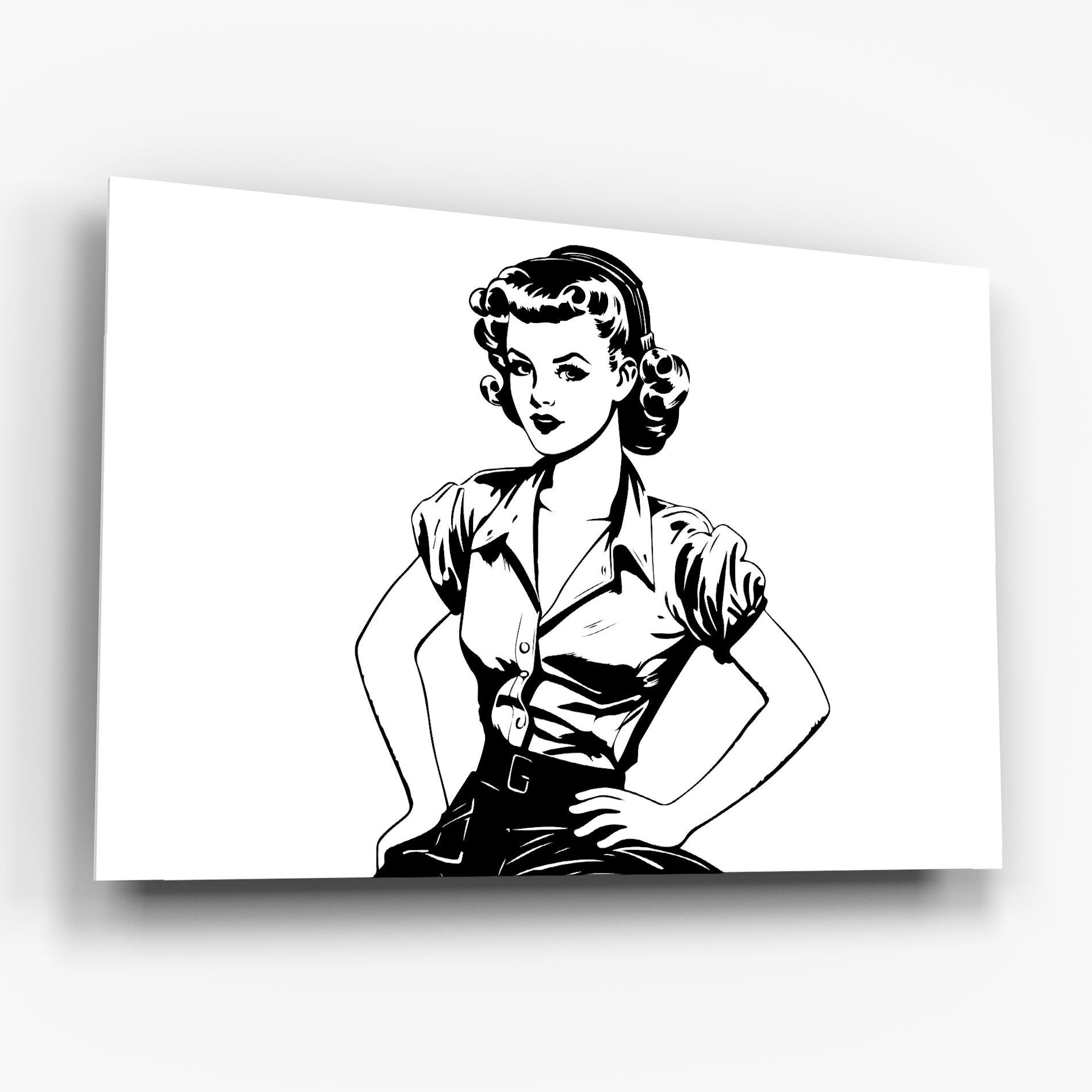 Glasbild Pretty Shilouette Girl mockup 6