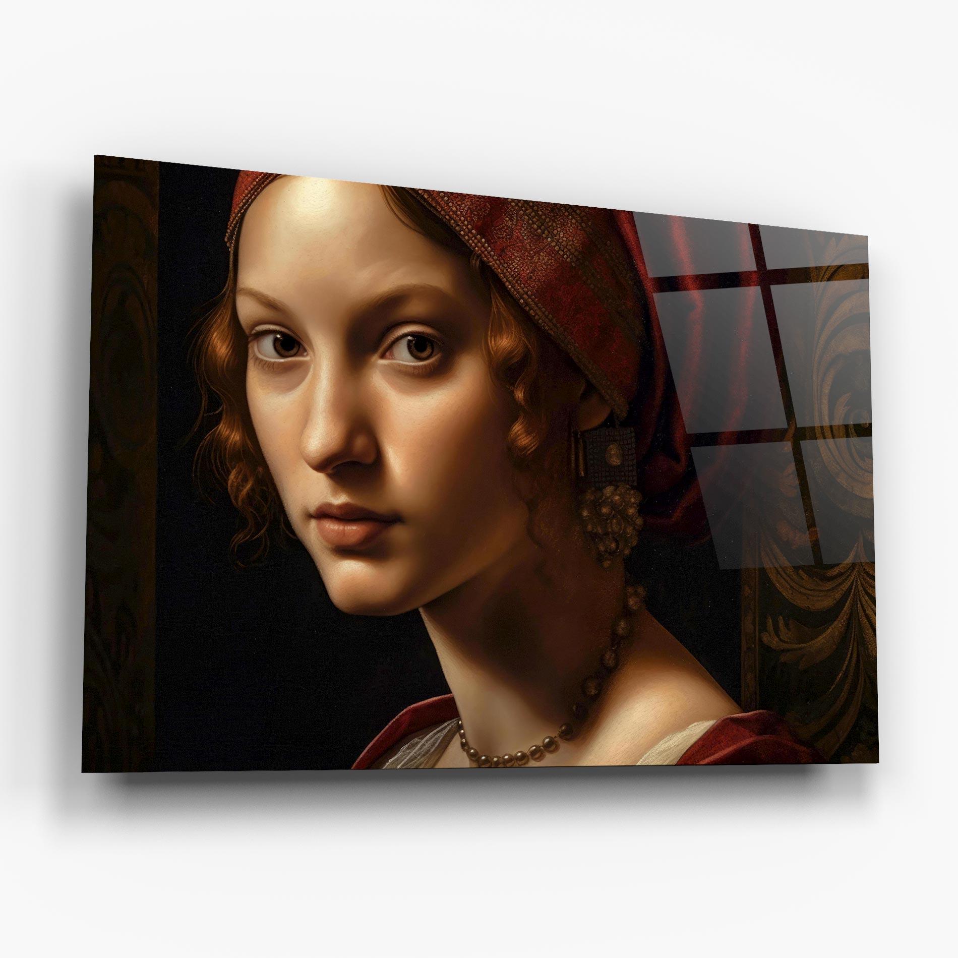 Glasbild Red Hair Woman Art mockup 6