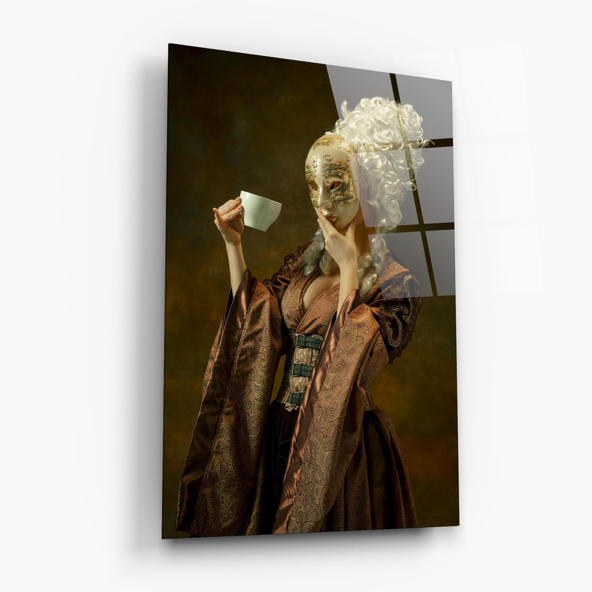 Glasbild Medieval Woman Tea mockup 6