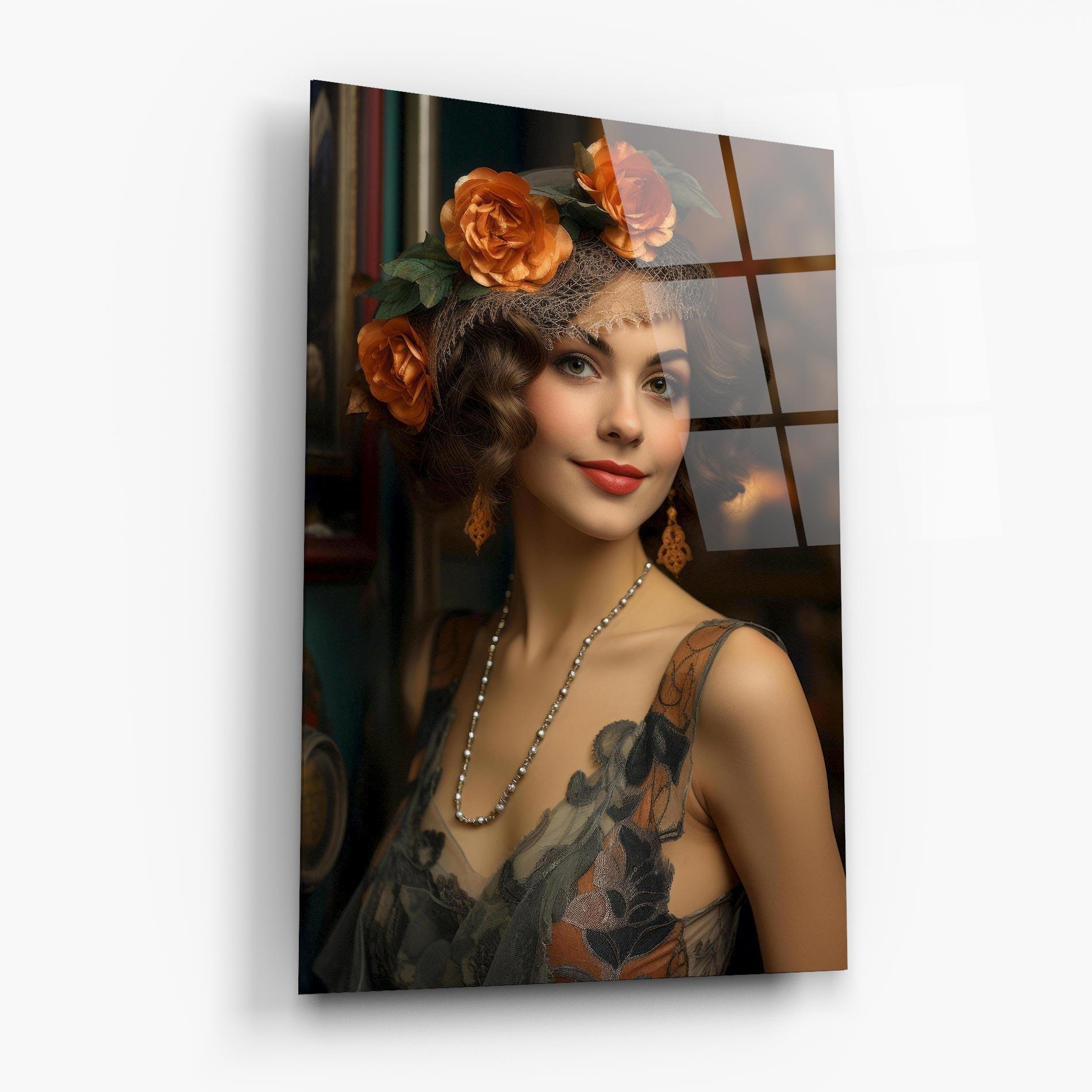Glasbild Orange Vintage Roses mockup 6