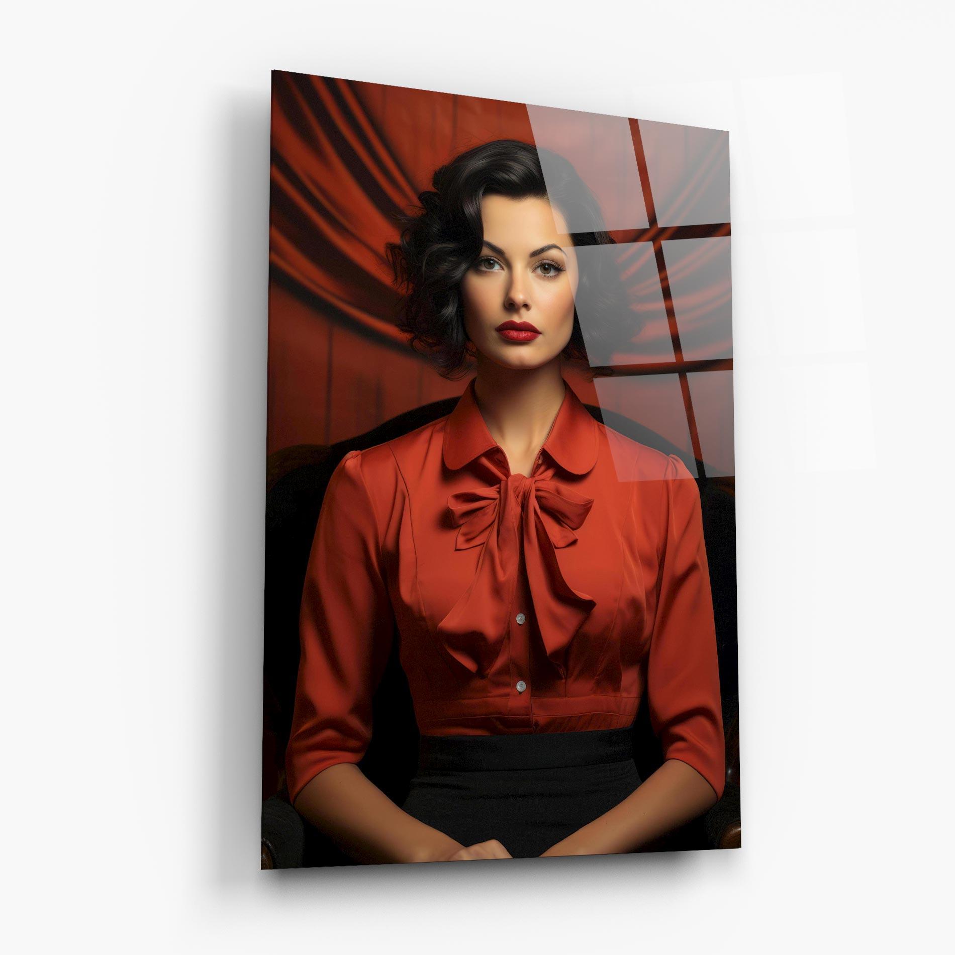 Glasbild Pretty Red Blouse mockup 6