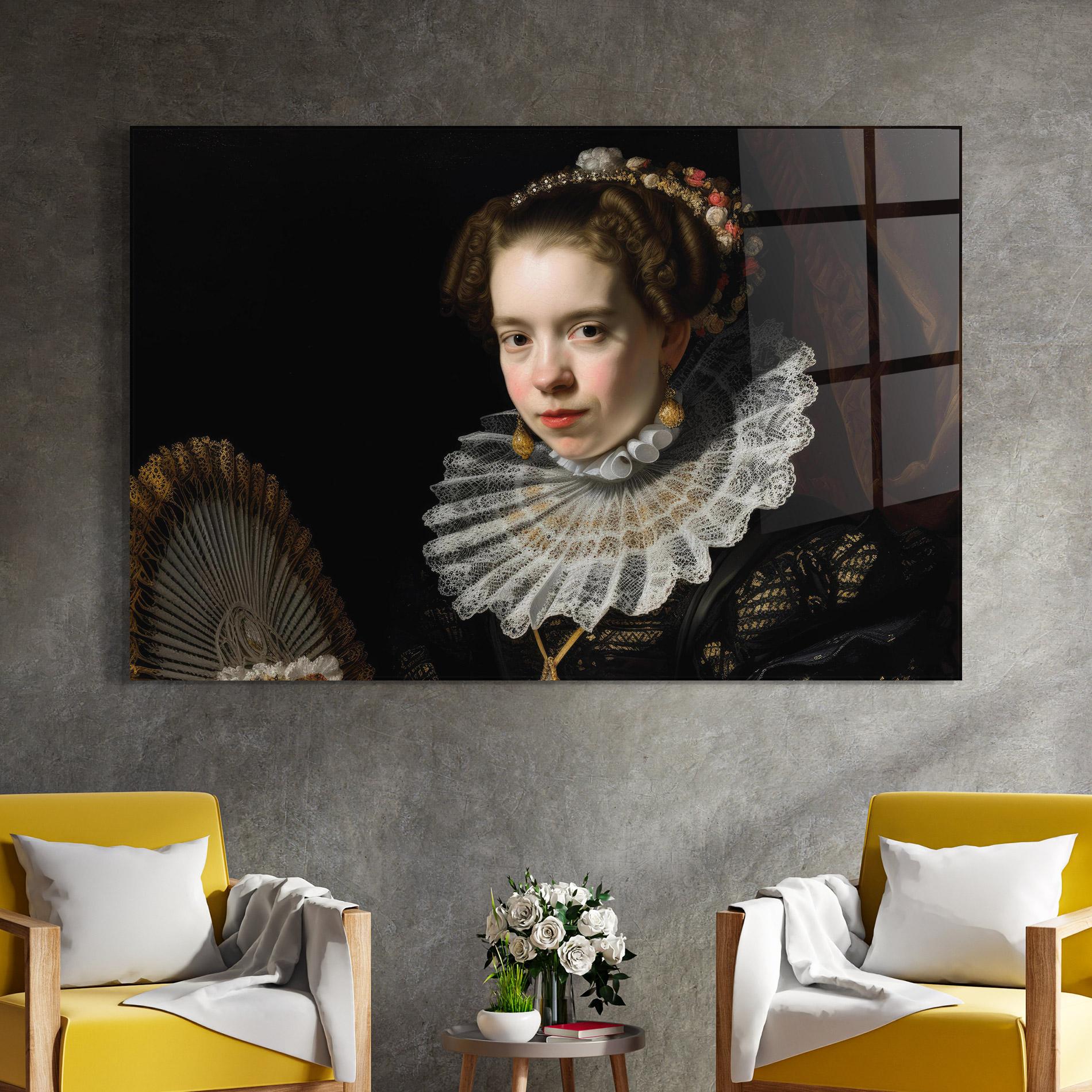 Glasbild Baroque Lady Portrait mockup 4