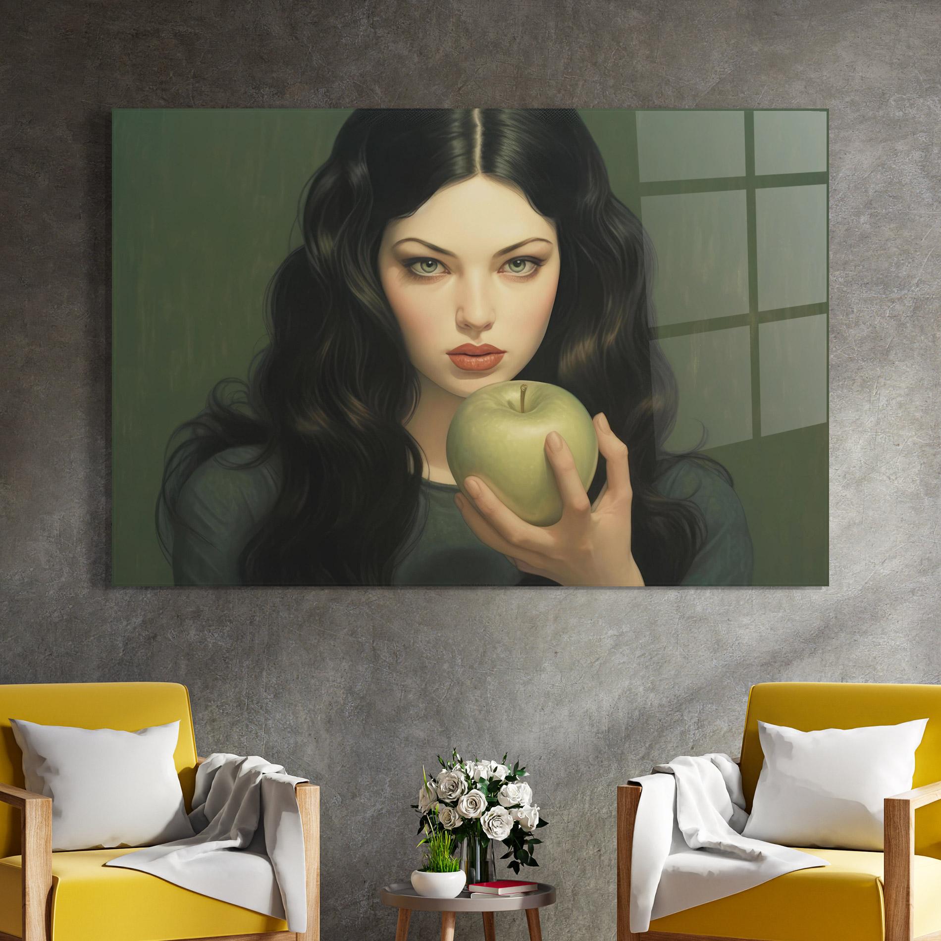Glasbild Green Apple Painting mockup 4