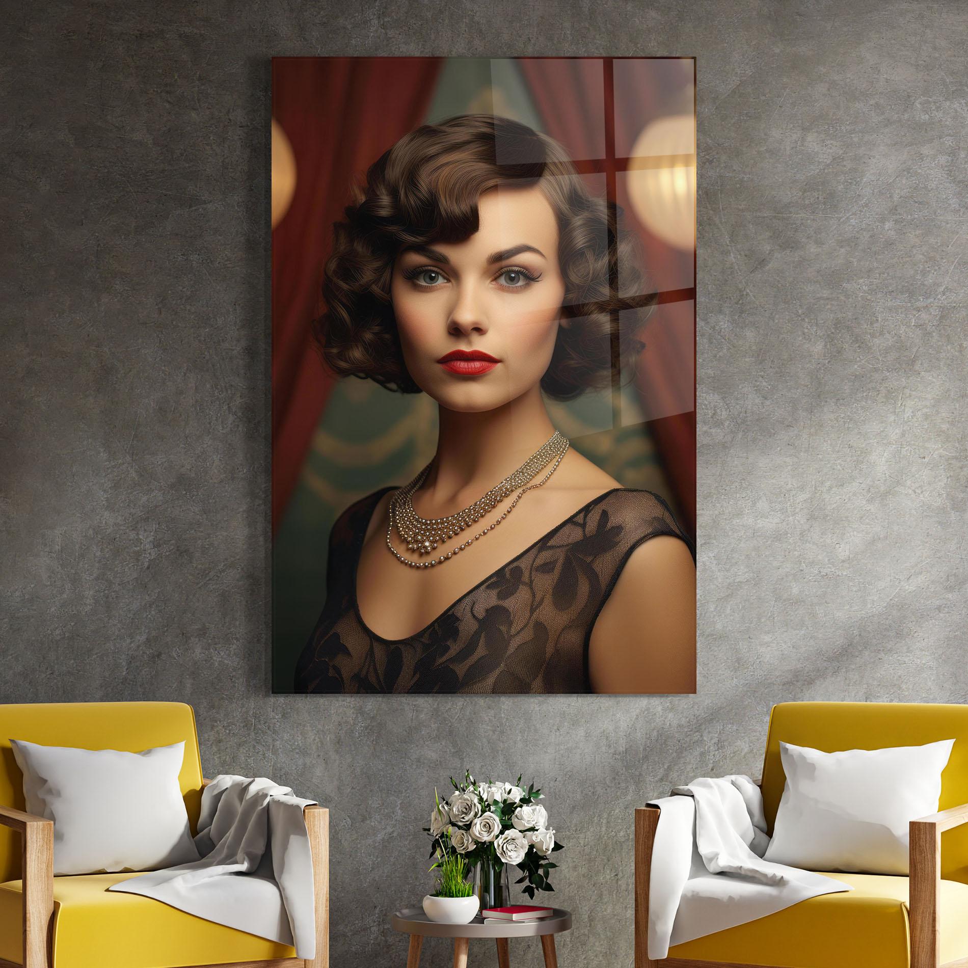 Glasbild Elegant Vintage Woman mockup 4