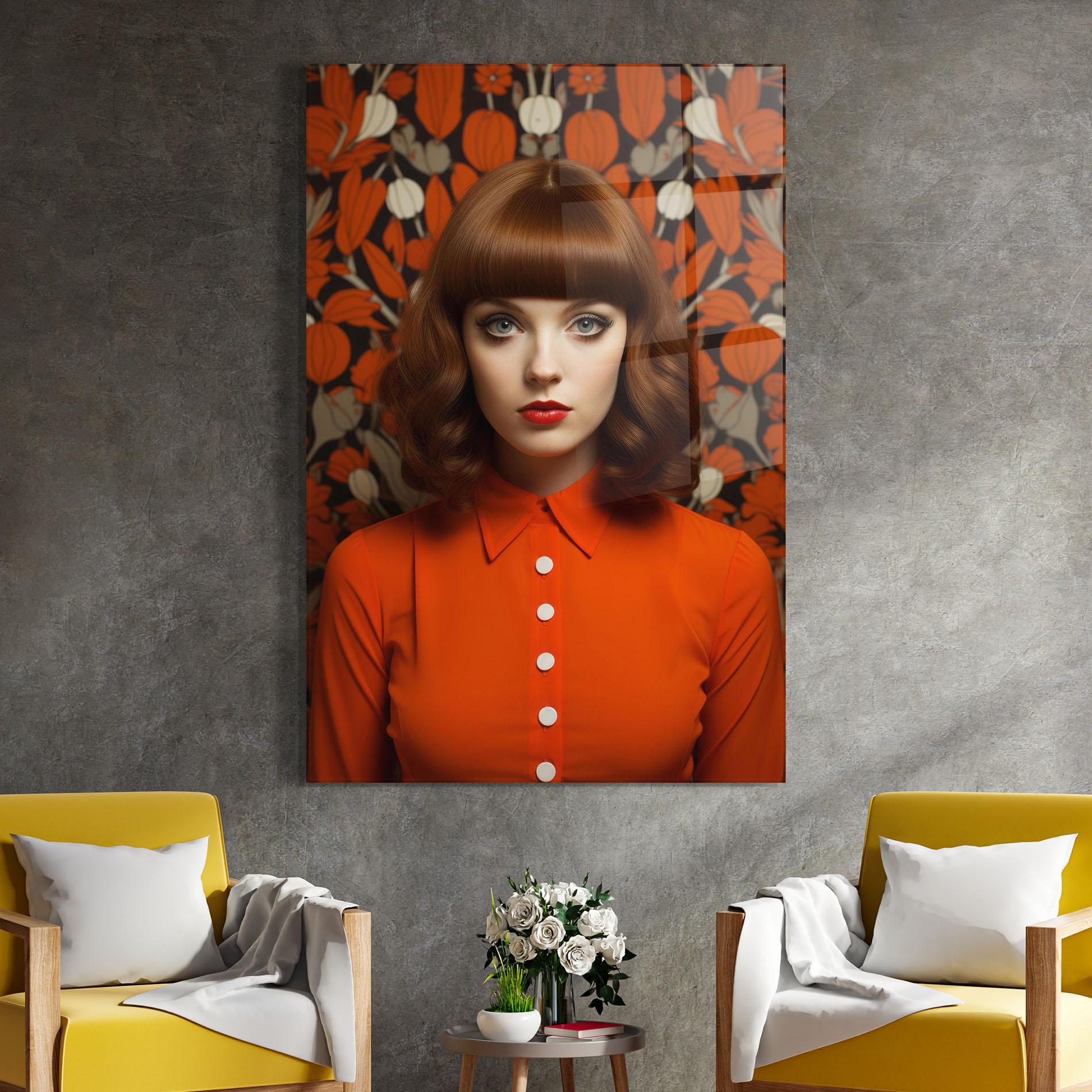 Glasbild Orange Blouse Woman mockup 4