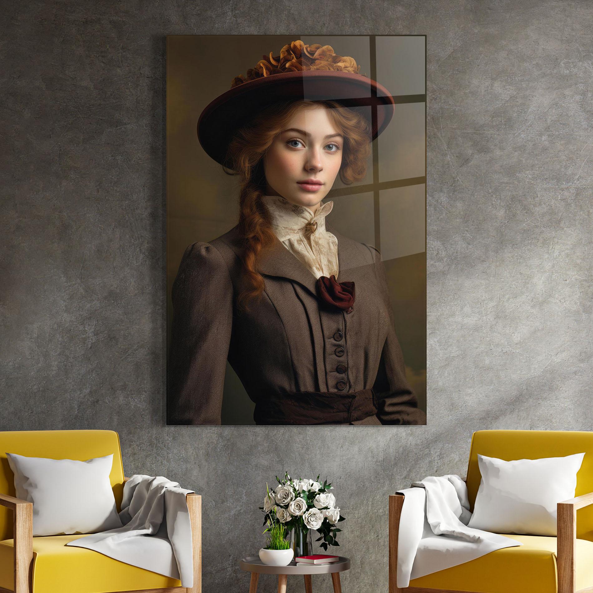 Glasbild Red Orange Hat mockup 4