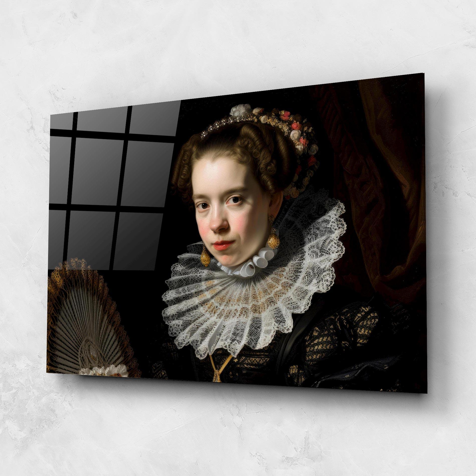 Glasbild Baroque Lady Portrait mockup 1