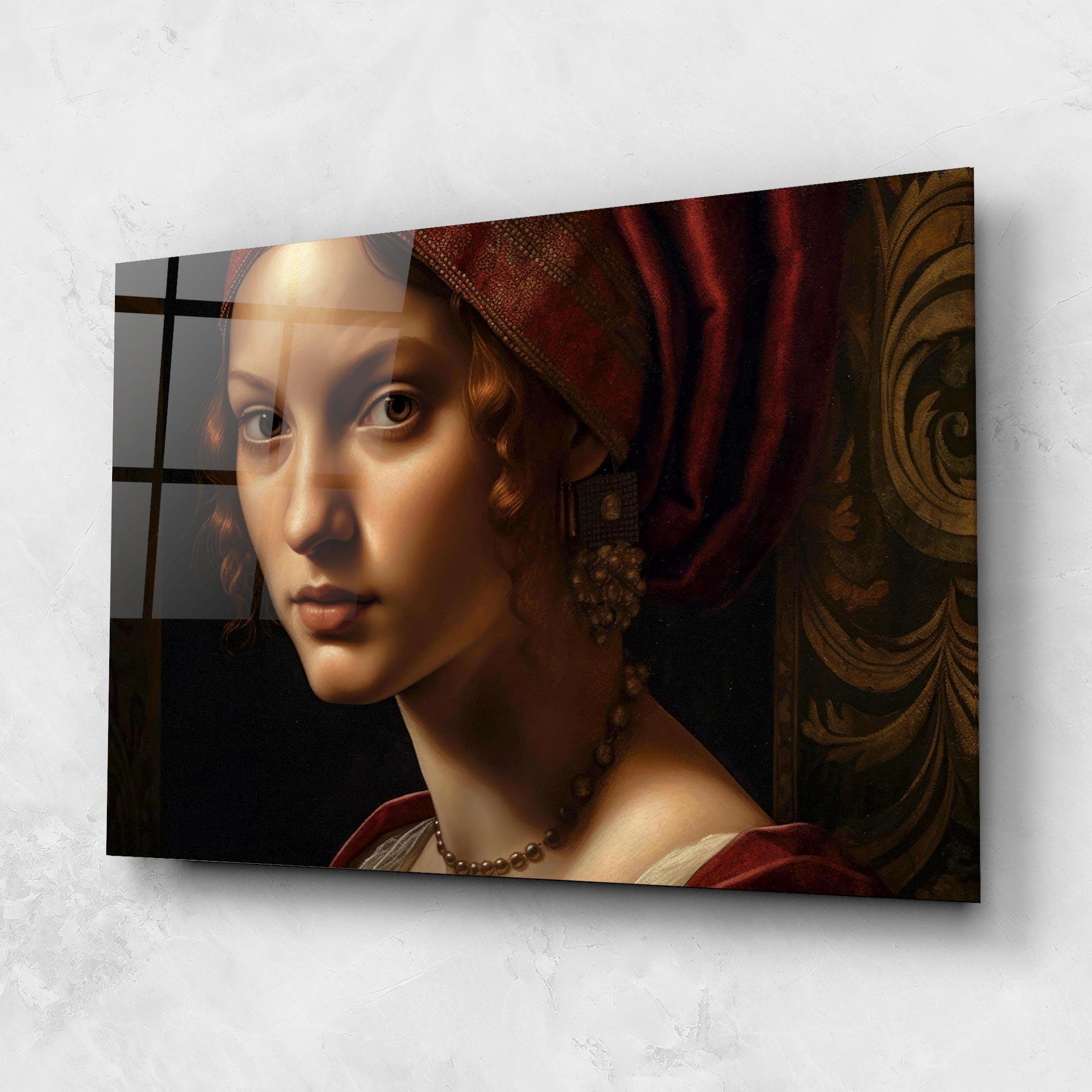 Glasbild Red Hair Woman Art mockup 1