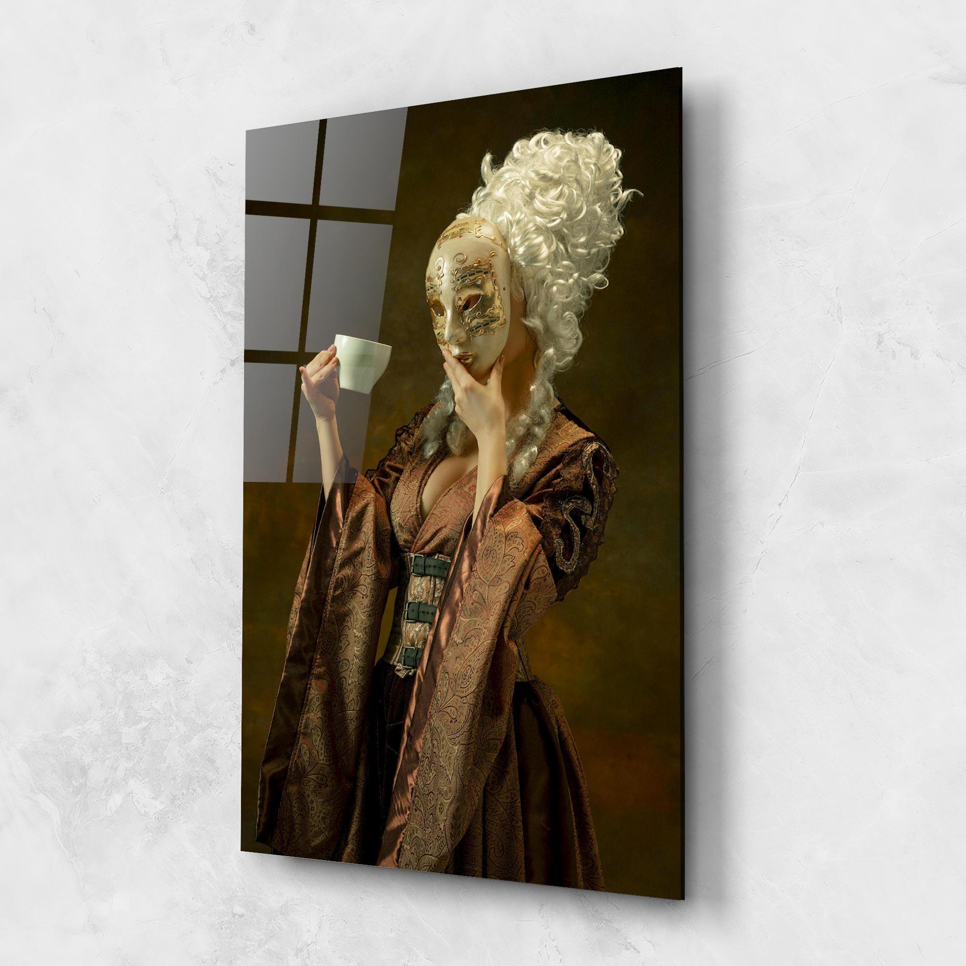 Glasbild Medieval Woman Tea mockup 1