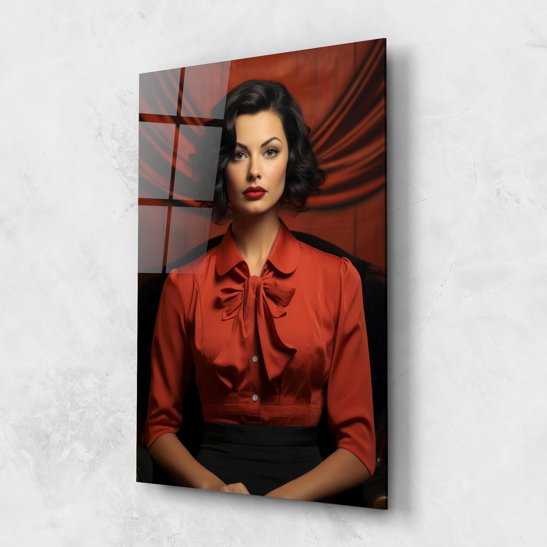 Glasbild Pretty Red Blouse mockup 1