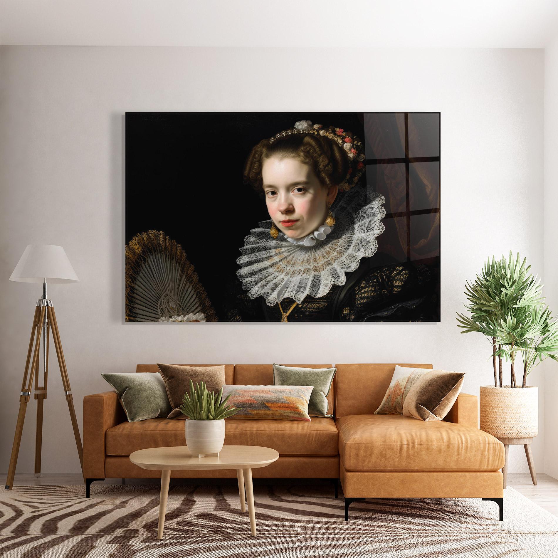 Glasbild Baroque Lady Portrait mockup 7