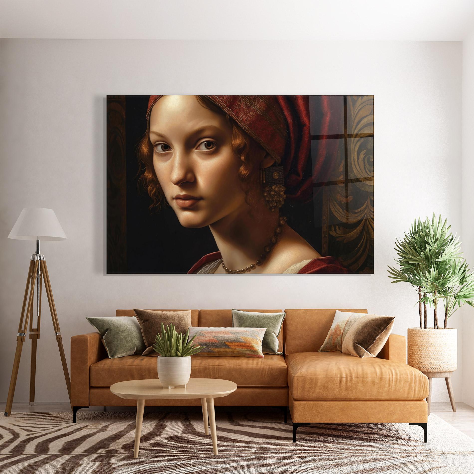 Glasbild Red Hair Woman Art mockup 7