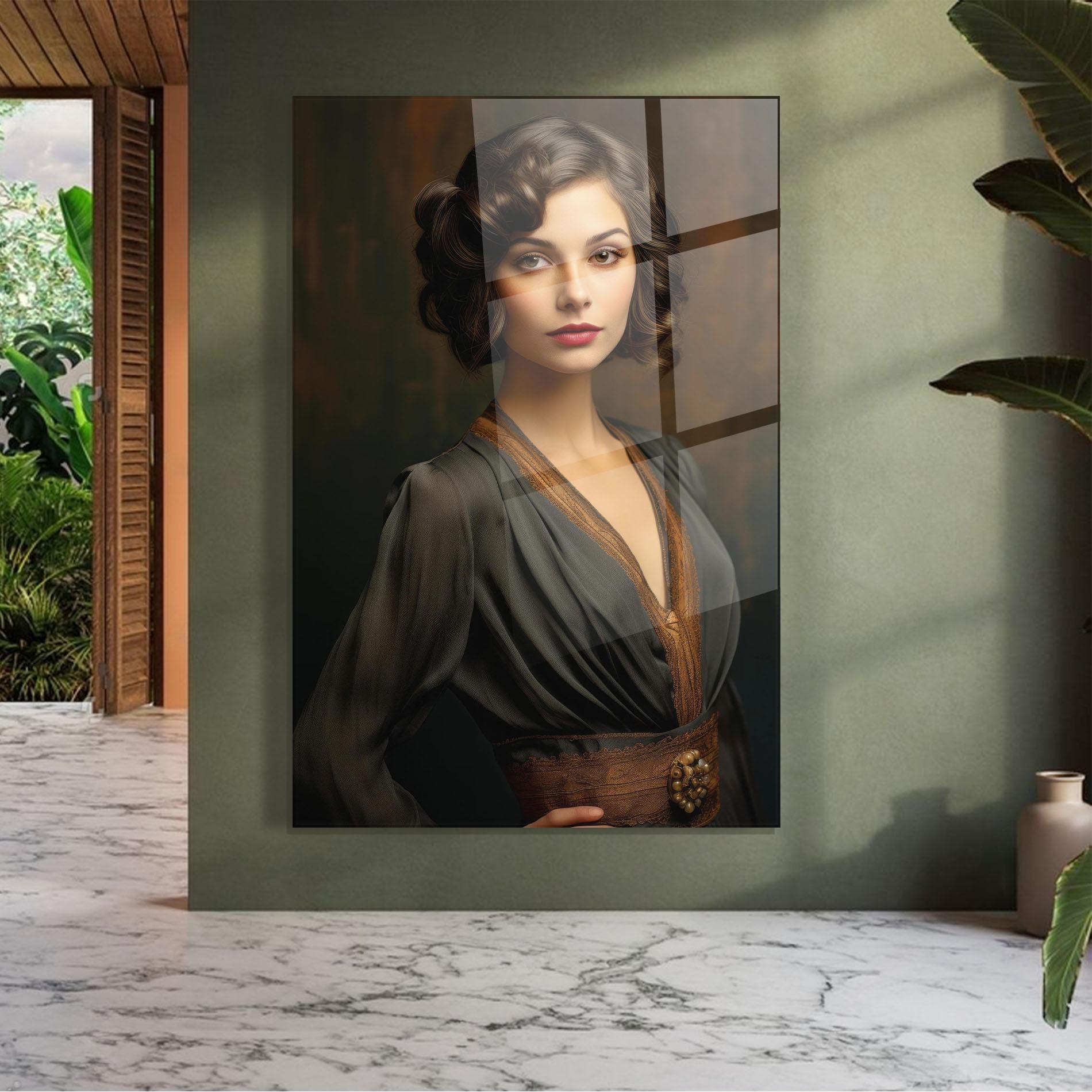 Glasbild Black Vintage Dress mockup 7